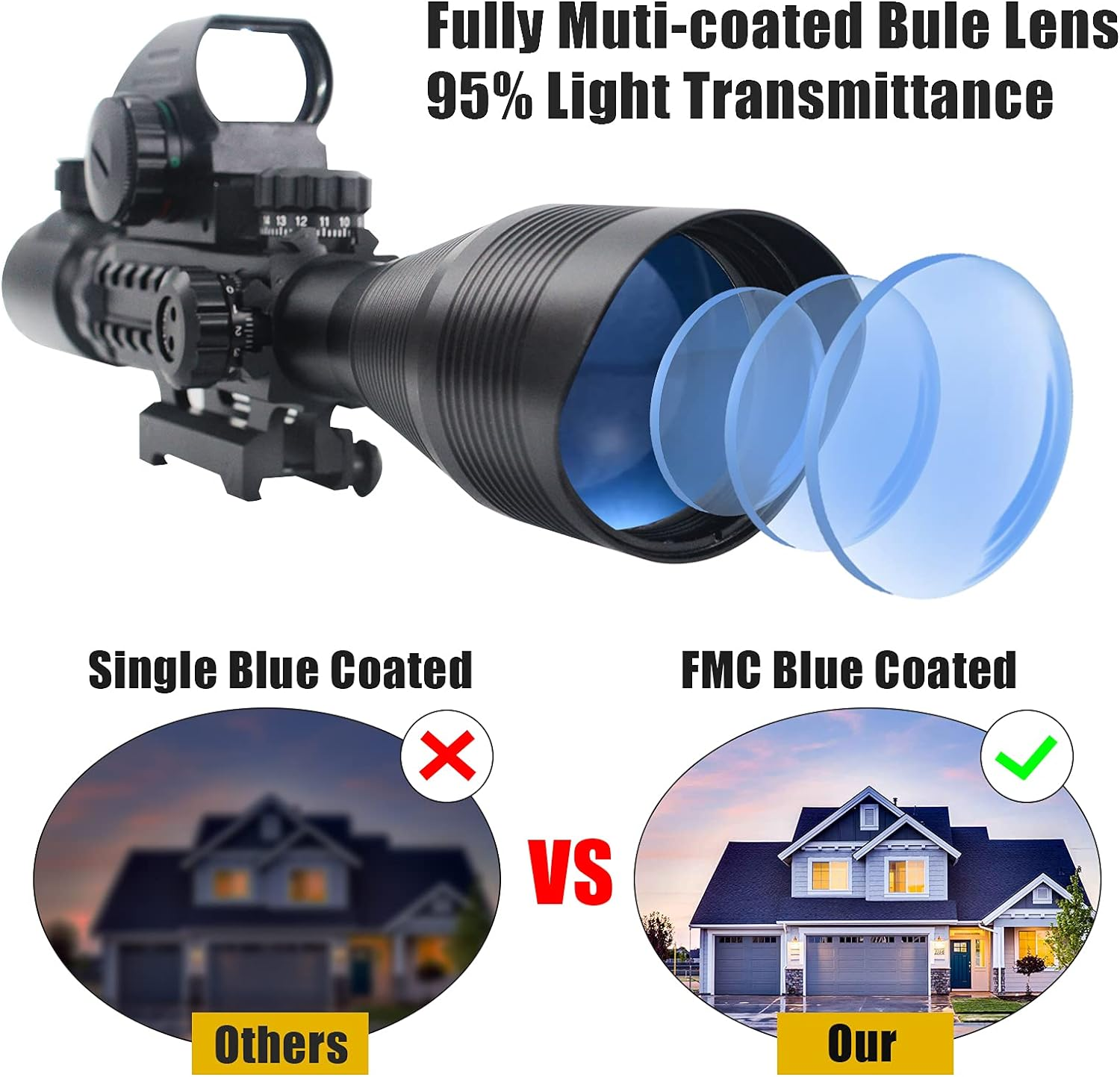 XYSIGHT 4-12x50 EG Illuminated Rangefinder Sniper Rifle Scope Tactical Combo