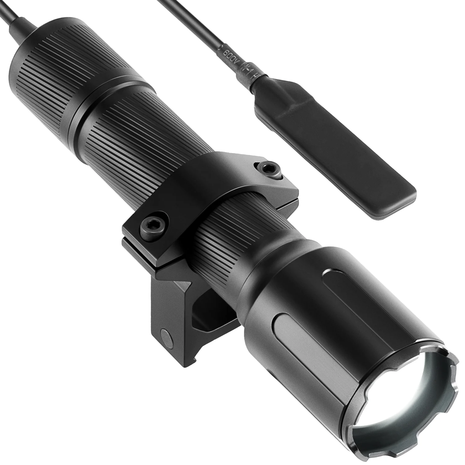 3000 Lumen Tactical Flashlight with Pressure Switch & Mounting Rings, 5 Brightness Levels & Strobe Mode