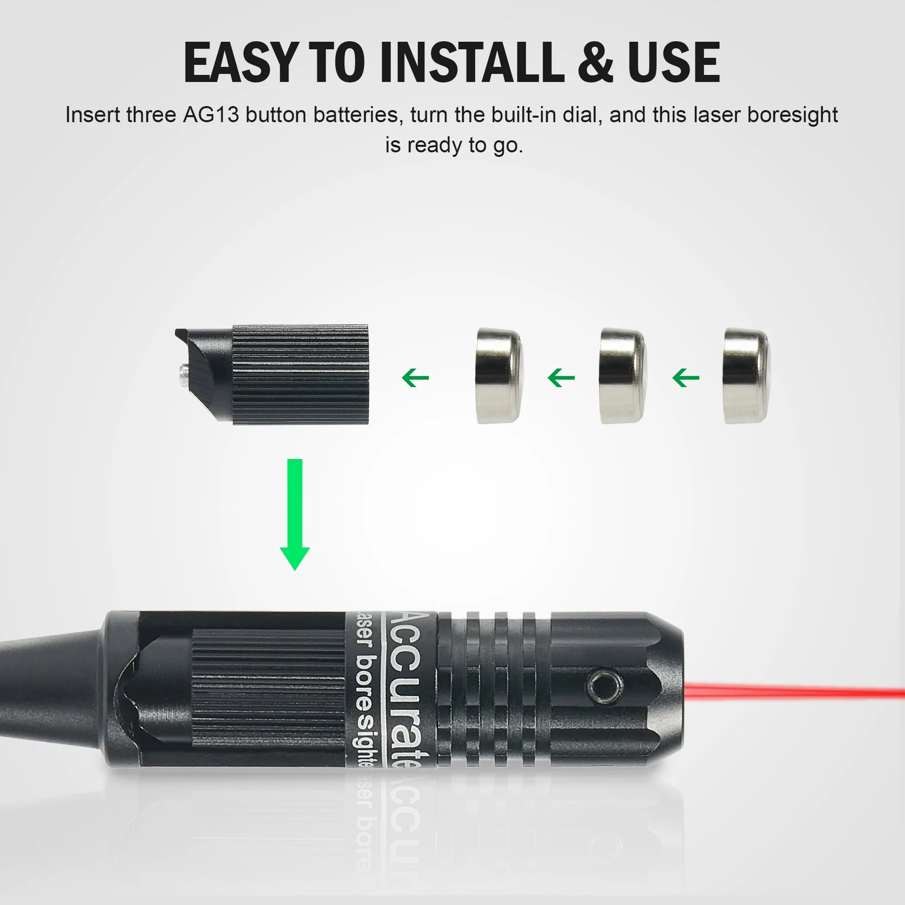 .22mm - .50mm Laser Bore Sighter/Bore Sight Kit