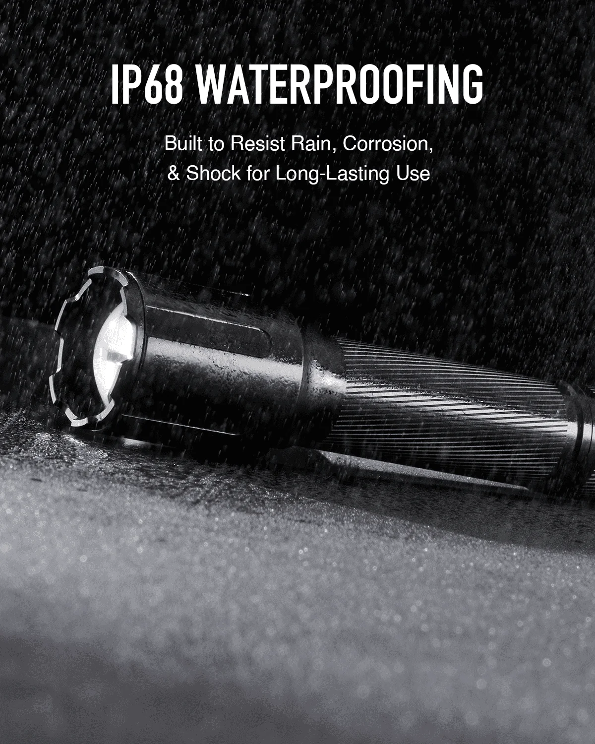 3000 Lumen Tactical Flashlight with Pressure Switch & Mounting Rings, 5 Brightness Levels & Strobe Mode