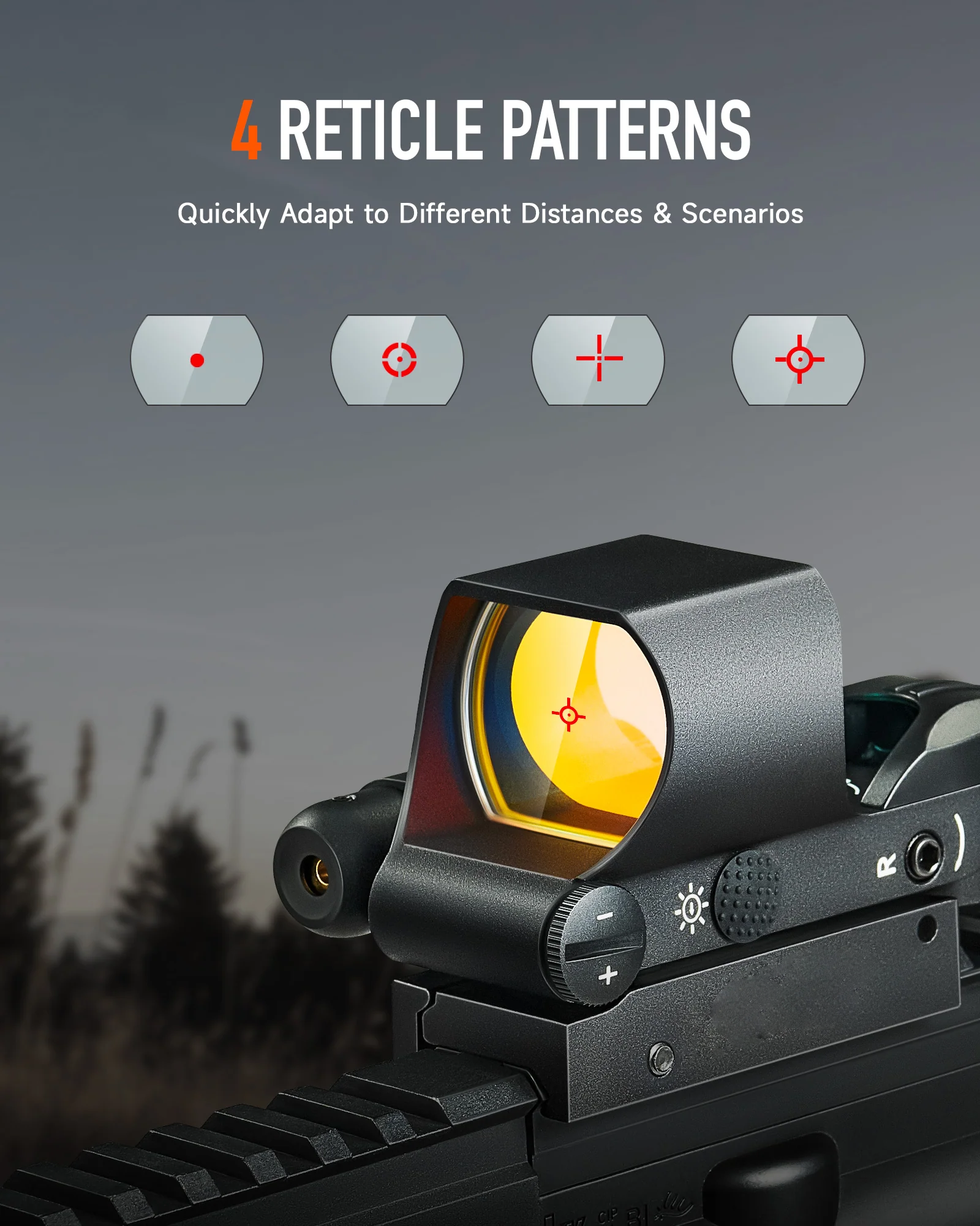 1x28mm Reflex Sight Red Laser Combo, 3 MOA Red Dot Sight with 5 Brightness Levels