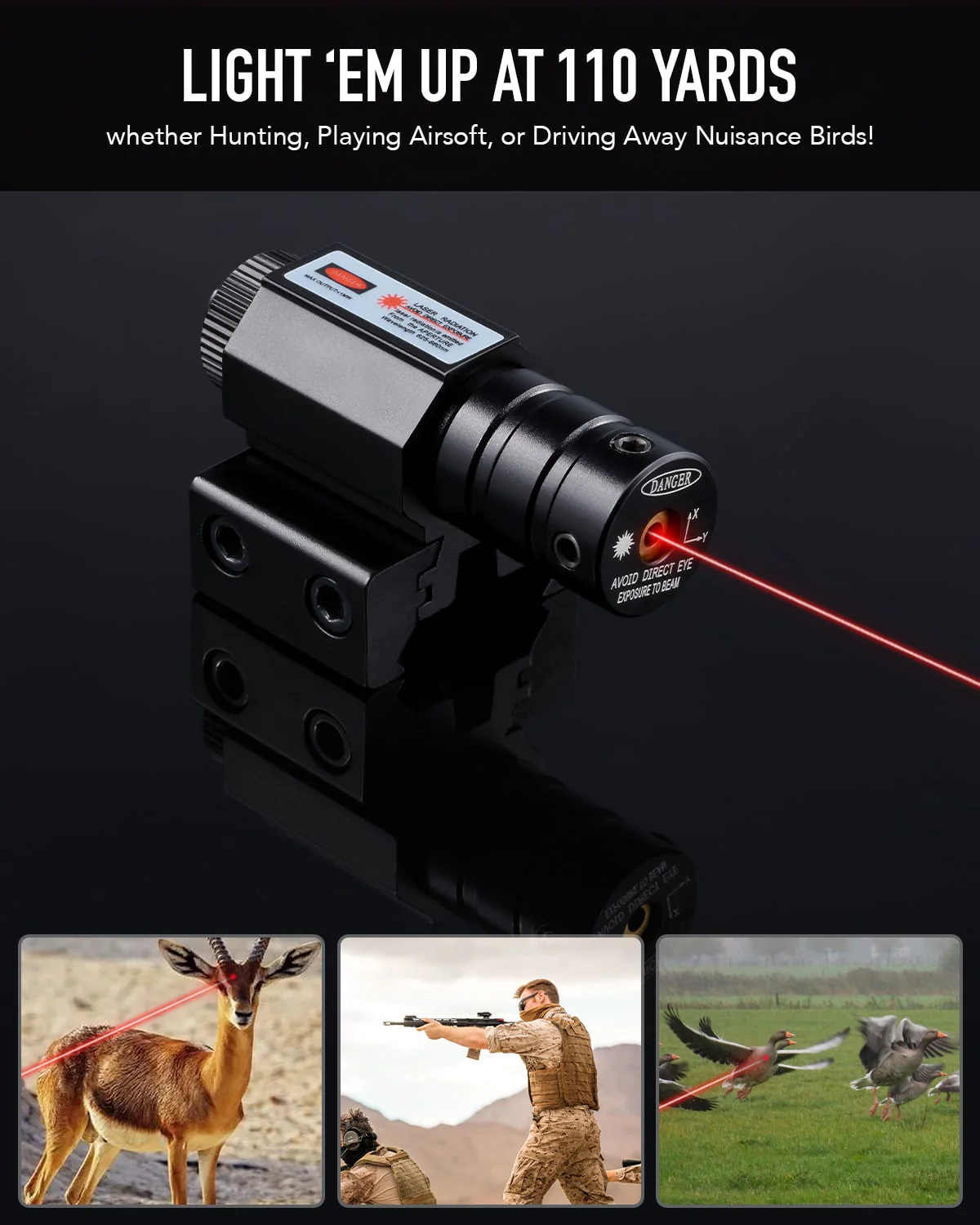 Tactical Red Laser Sight with Mount and Batteries for Picatinny Weaver Dovetail Rails