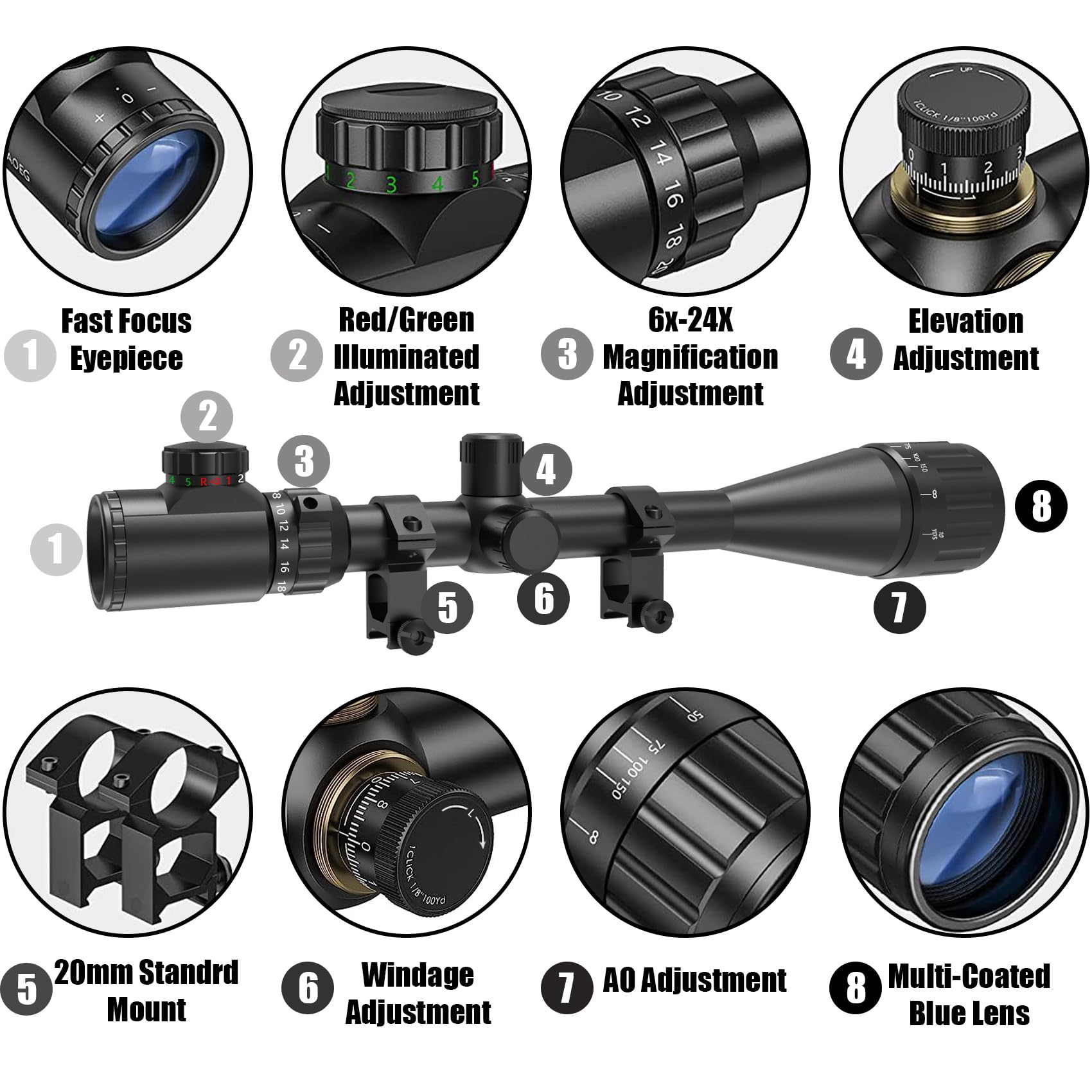 XYSIGHT 6-24x50 AO Rifle Scope