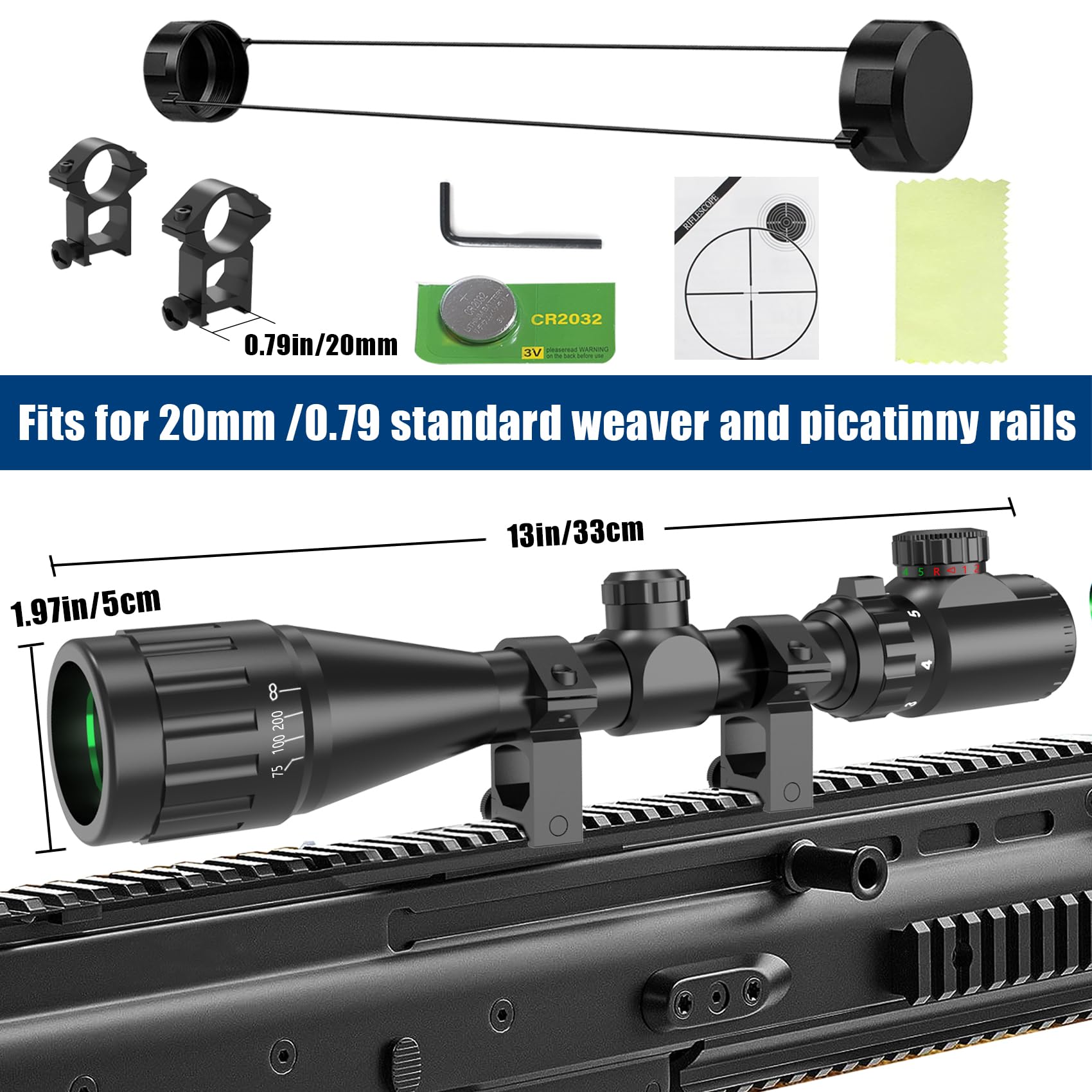 XYSIGHT 3-9x40 AO Rifle Scope with Red & Green Illumination