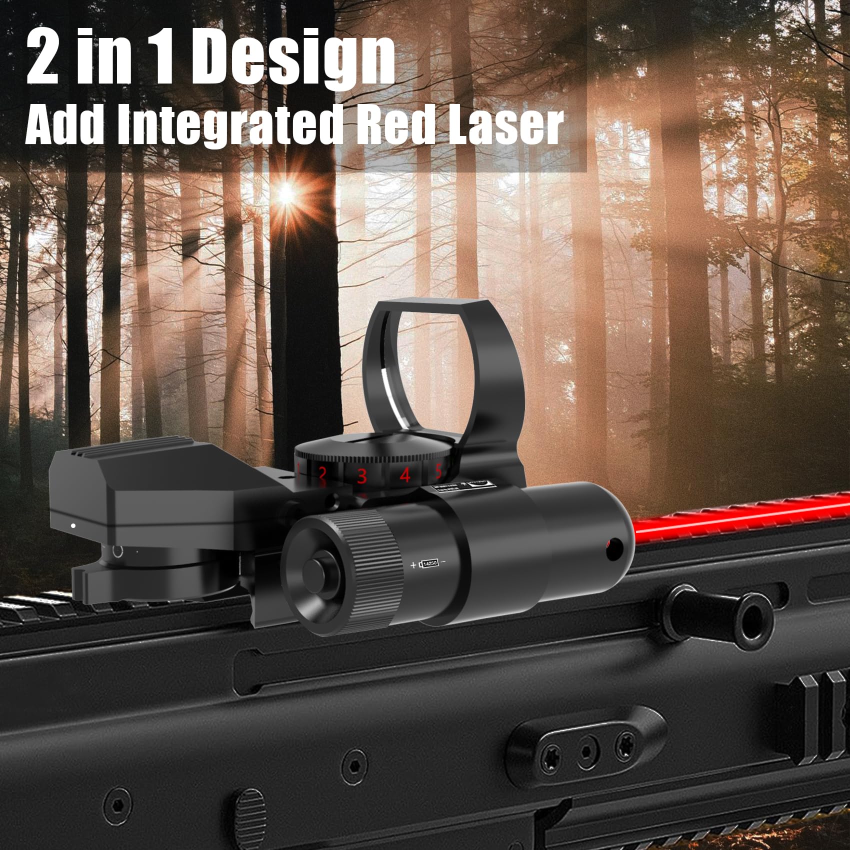 XYSIGHT 1X22X33 Reflex Red/Green Dot Sight with Red Laser-4 Reticle,20mm Rail