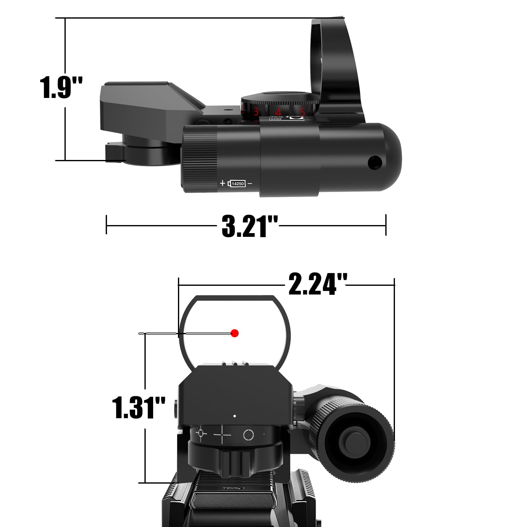 XYSIGHT 1X22X33 Reflex Red/Green Dot Sight with Red Laser-4 Reticle,20mm Rail