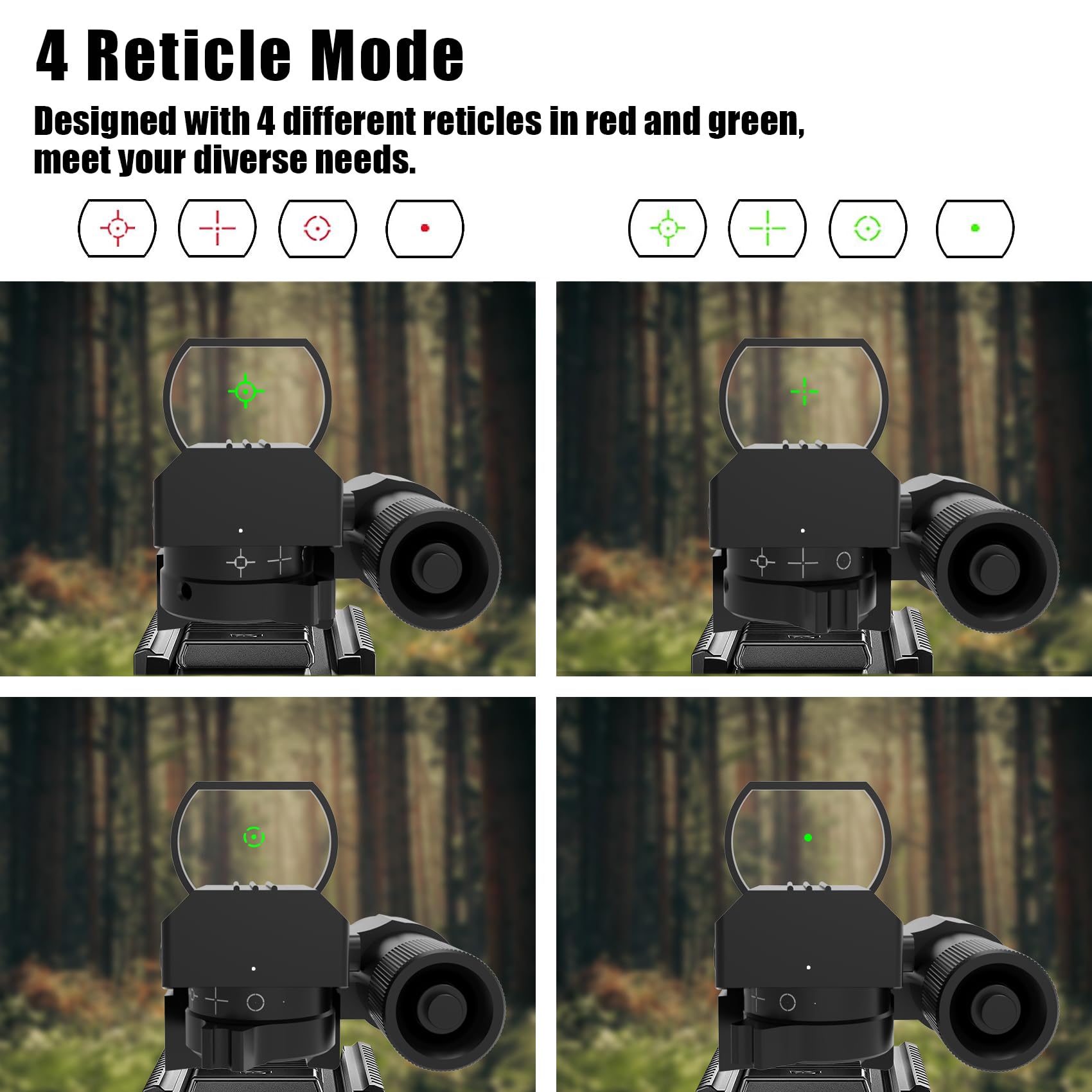 XYSIGHT 1X22X33 Reflex Red/Green Dot Sight with Red Laser-4 Reticle,20mm Rail