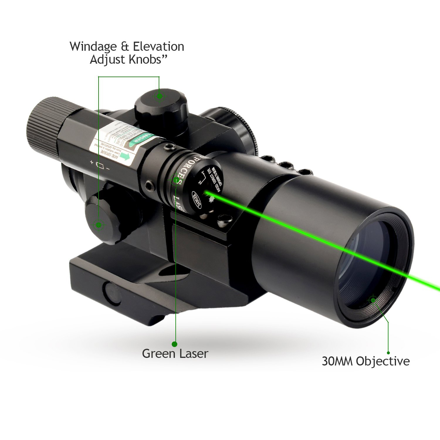 XYSIGHT 1X30 4 MOA Red Green Dot Sight W/Green Laser Sight & PEPR Mount