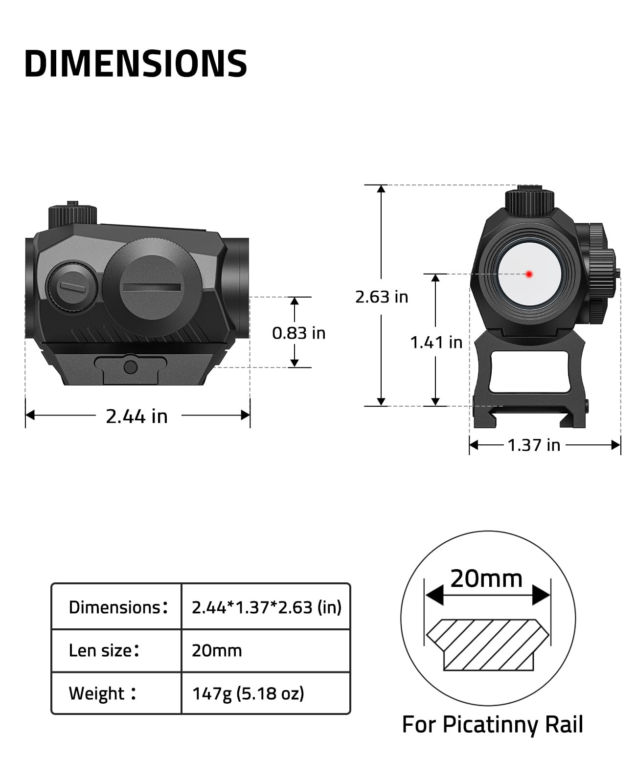 XYsight Howl Red Dot Sight Scope 2 MOA Red Dot Optics