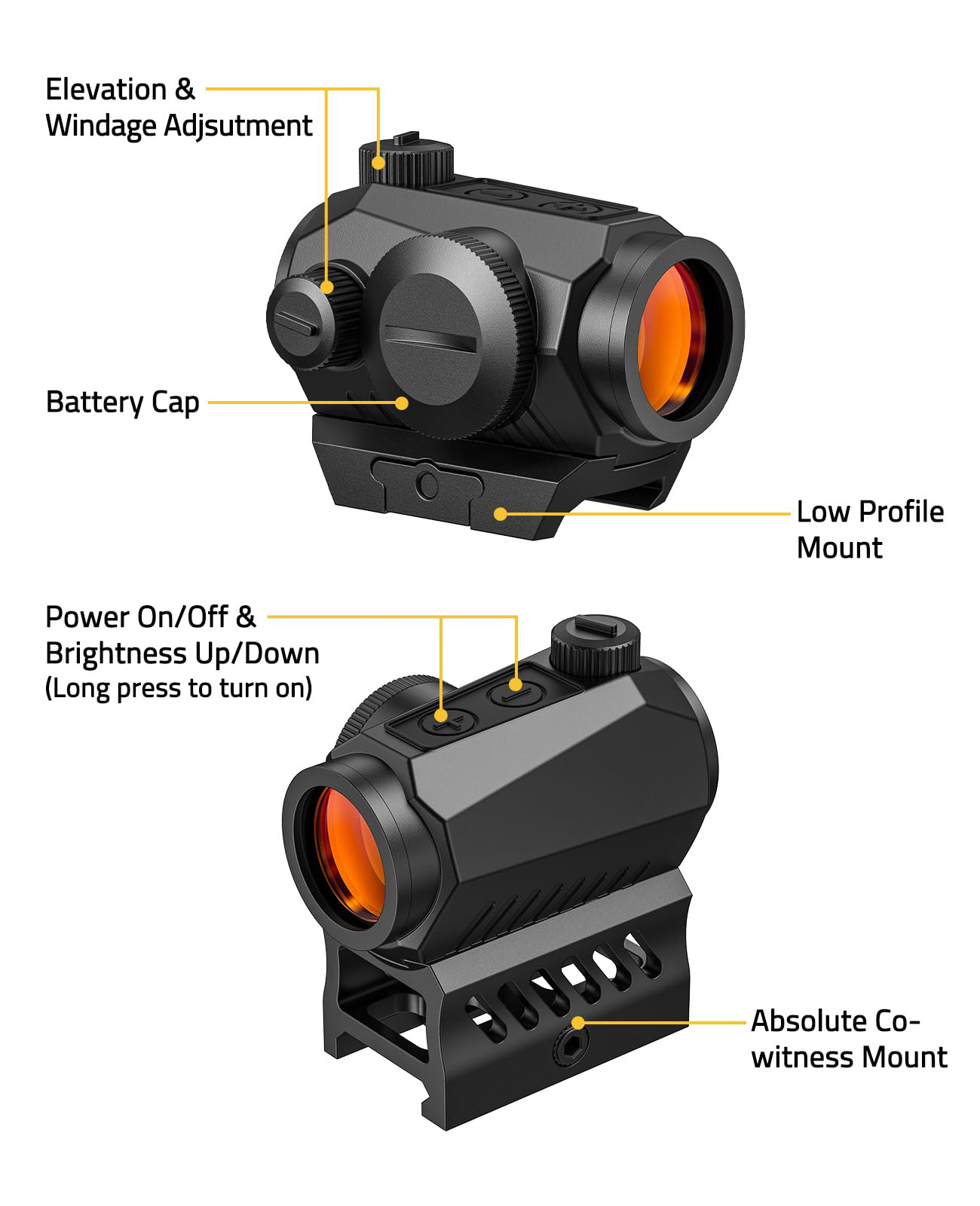 XYsight Howl Red Dot Sight Scope 2 MOA Red Dot Optics