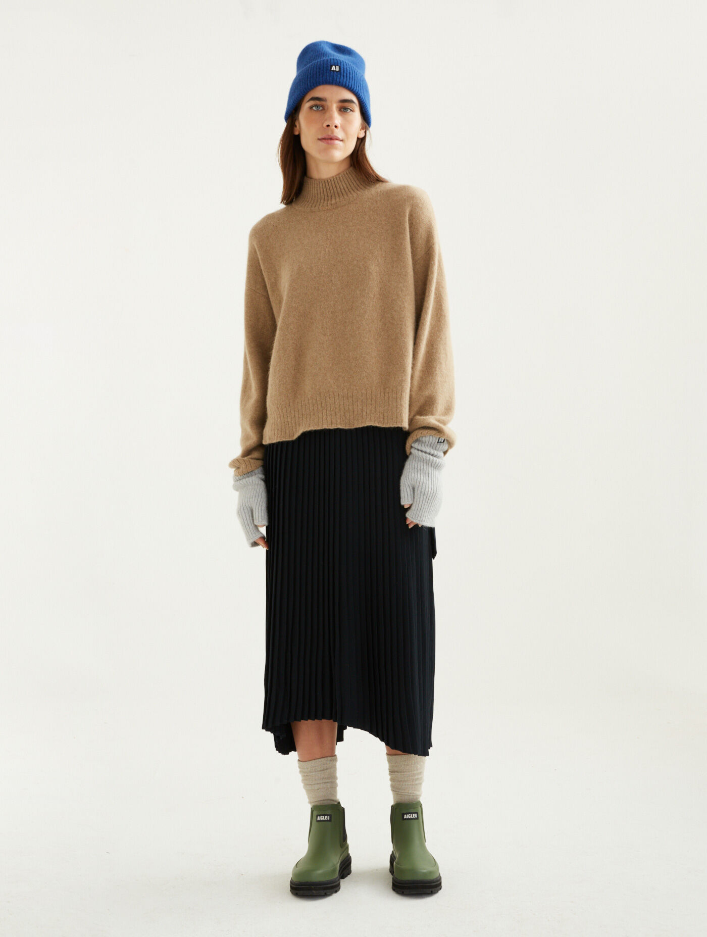 Made in France wool and angora stand-up collar sweater