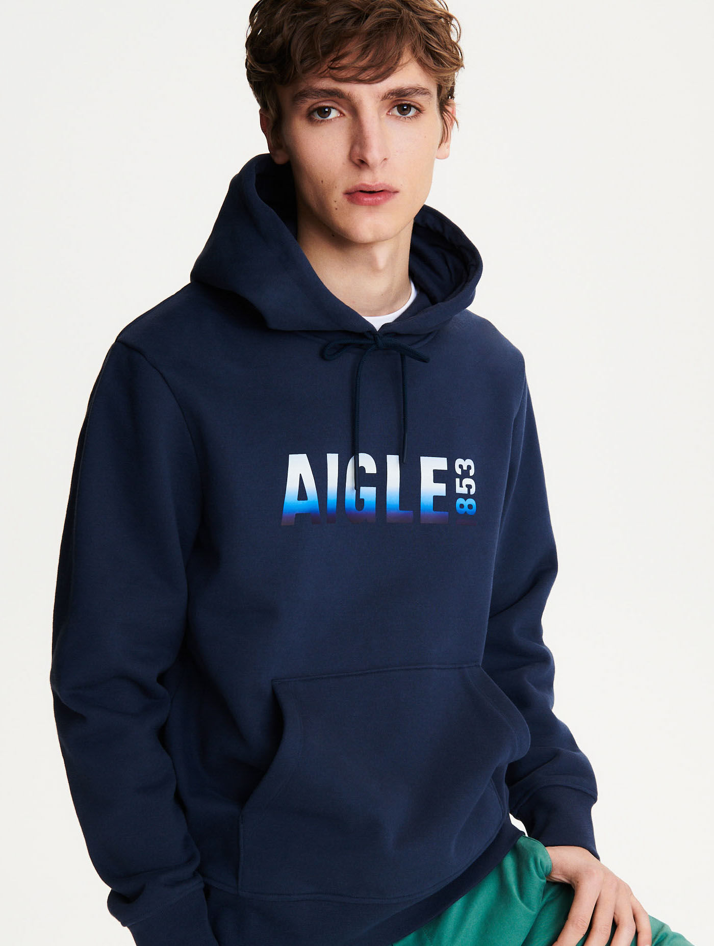 Brushed print hooded sweatshirt