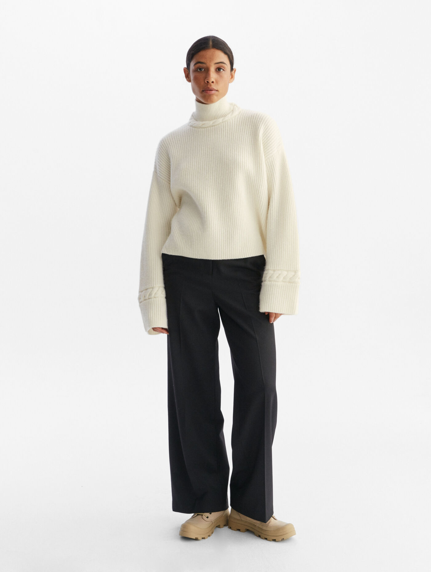 Half cardigan RIB stand-up collar jumper