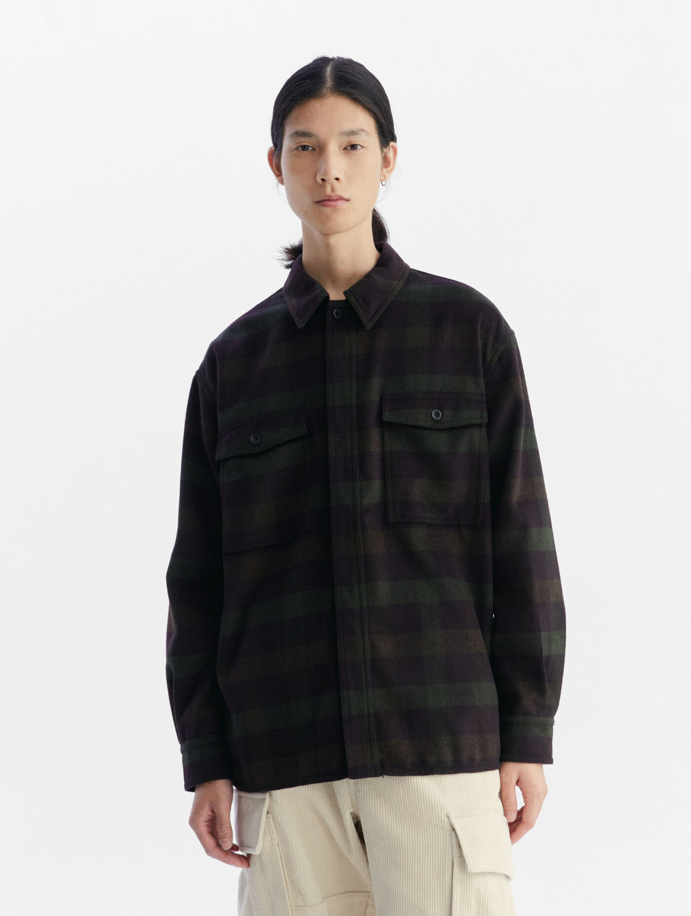 Oversize check long sleeve shirt