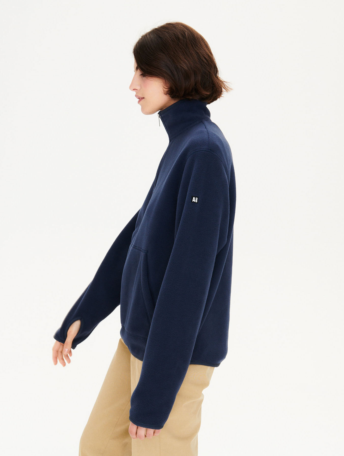 Half-zip stand-up collar fleece