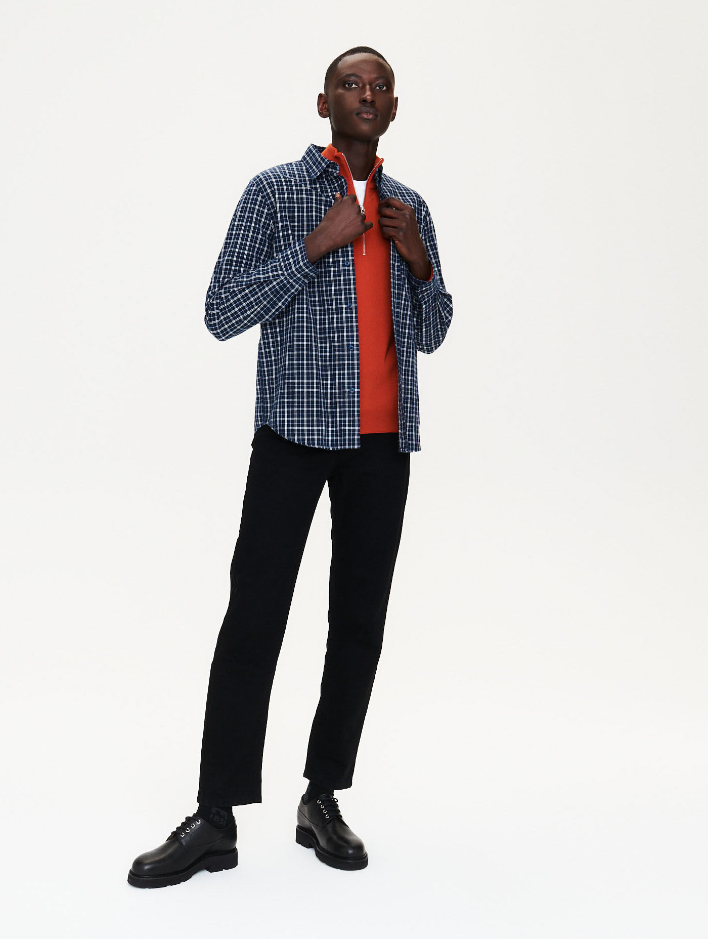 Oxford check long sleeve shirt