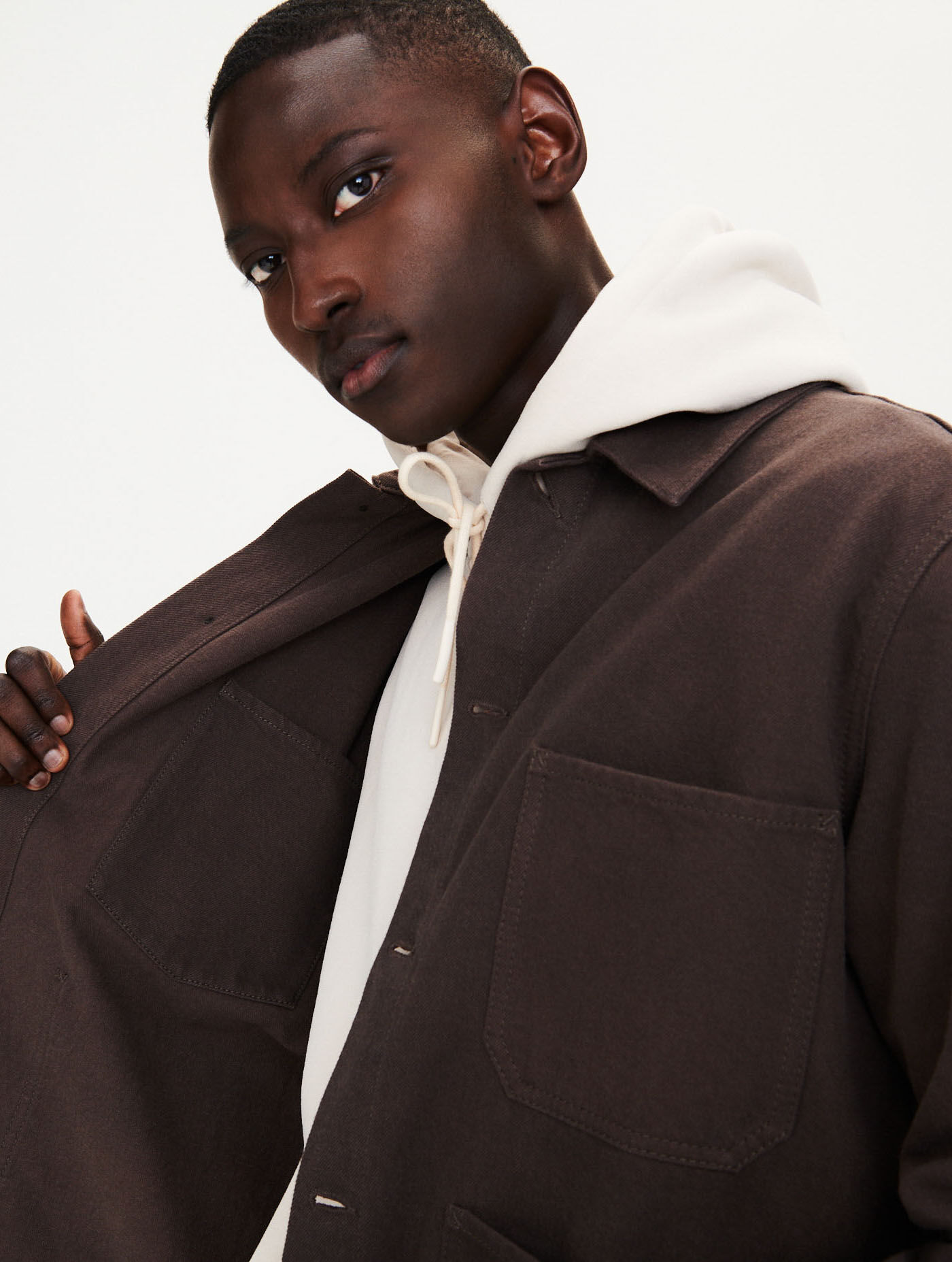 Mid-length embroidered work jacket