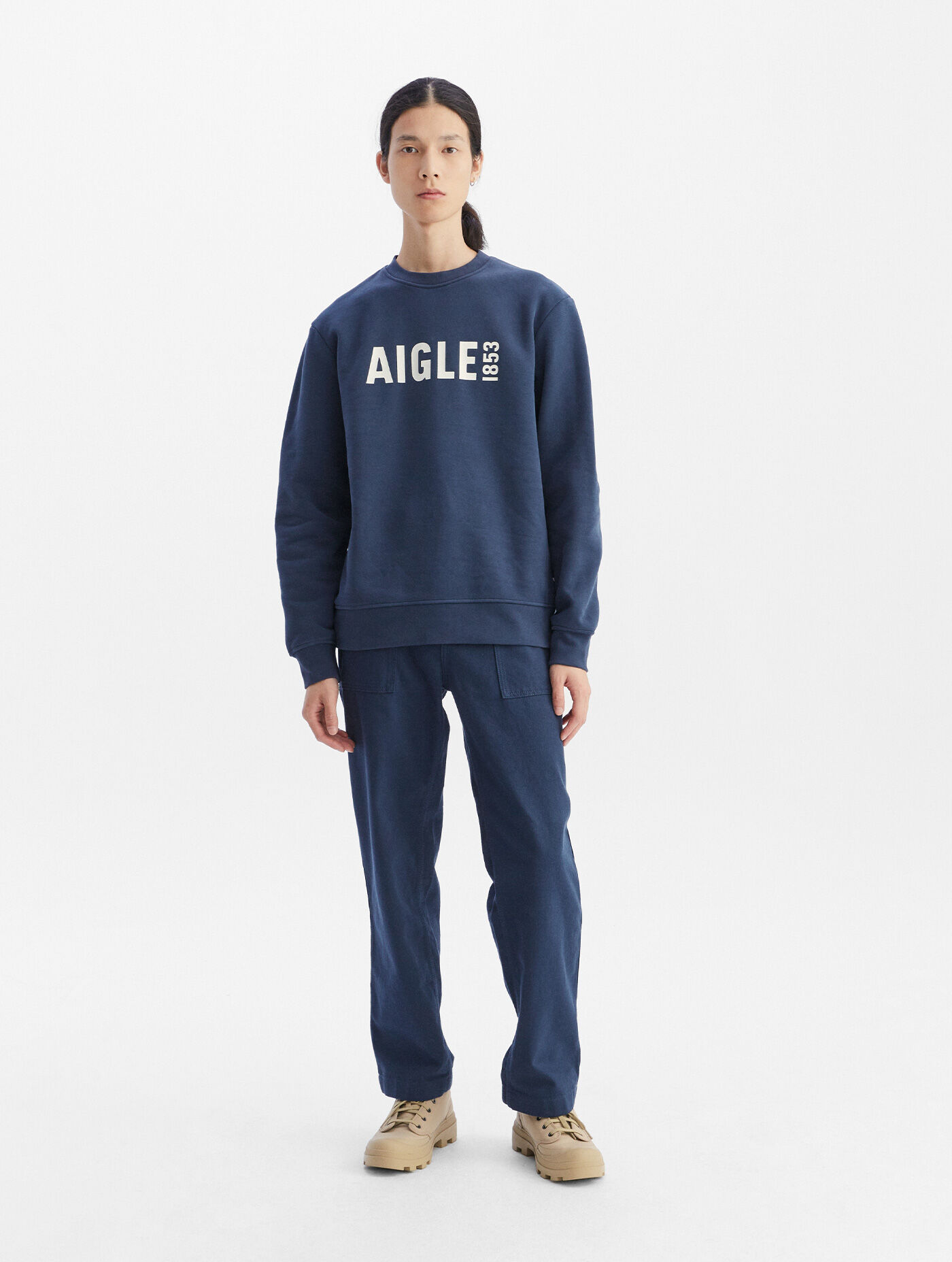 Brushed printed crew neck sweatshirt