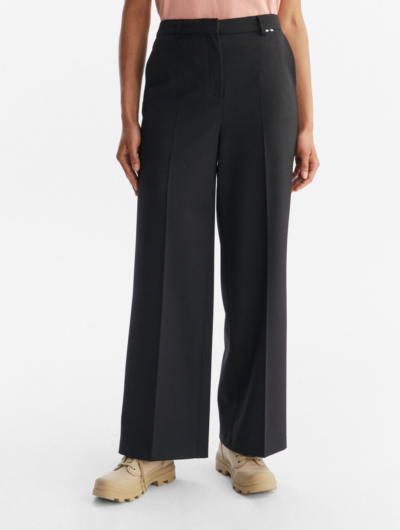 Flannel wide-leg trousers