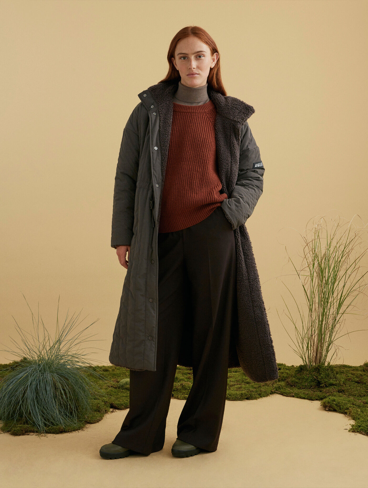 Reversible long coat with Gore-Tex&reg; Infinium Windstopper membrane