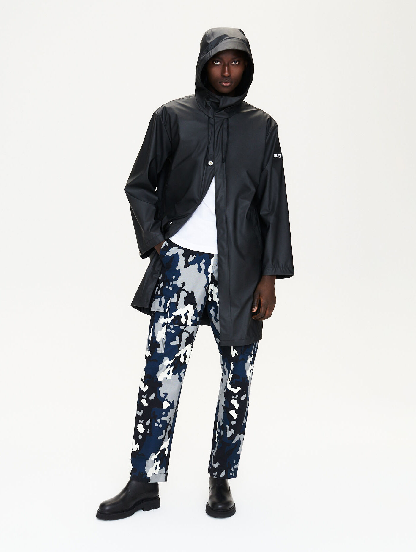 Long hooded waterproof parka