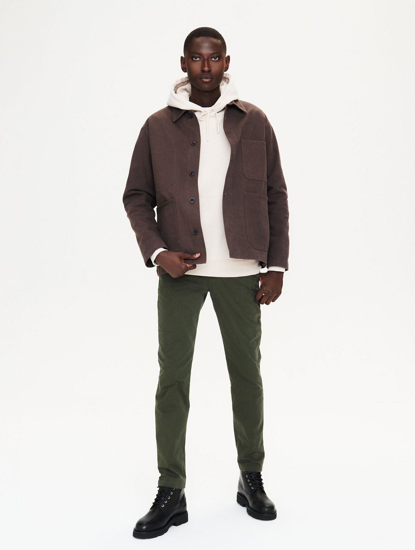 Mid-length embroidered work jacket