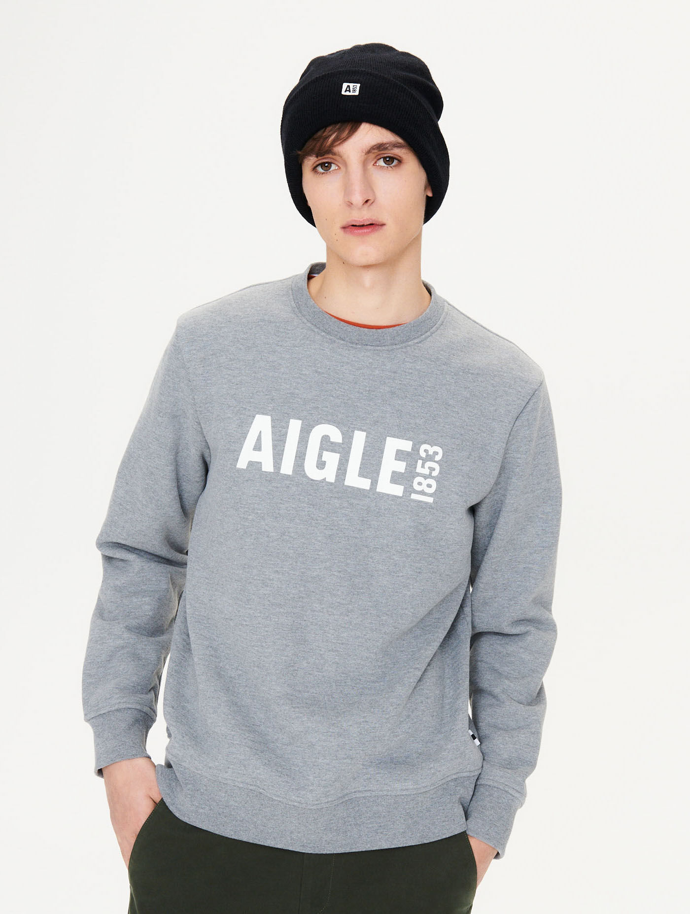 Brushed printed crew neck sweatshirt