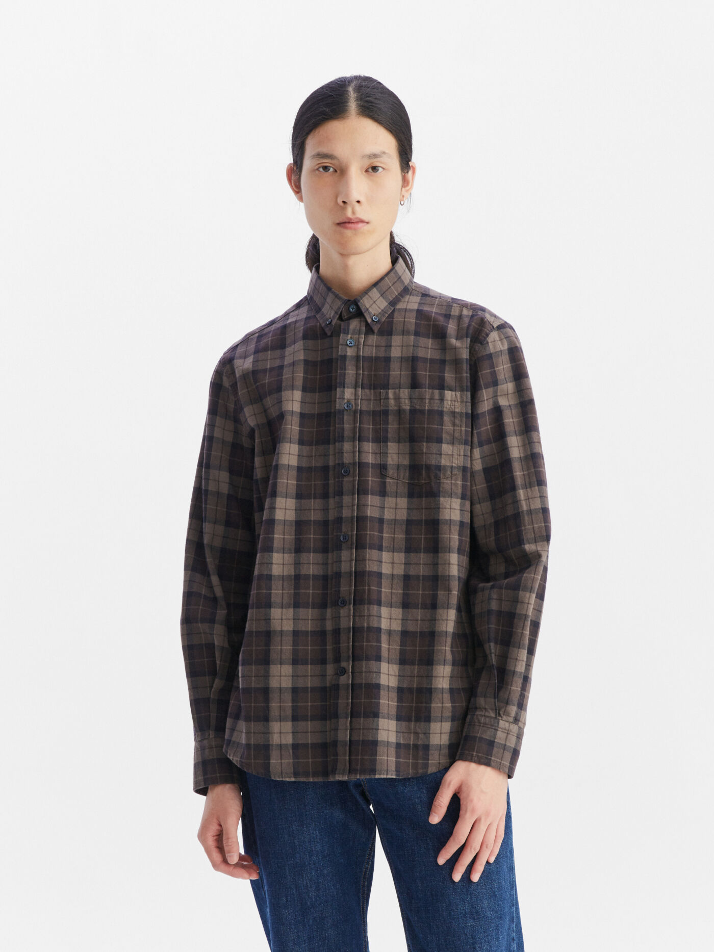Oxford check long sleeve shirt