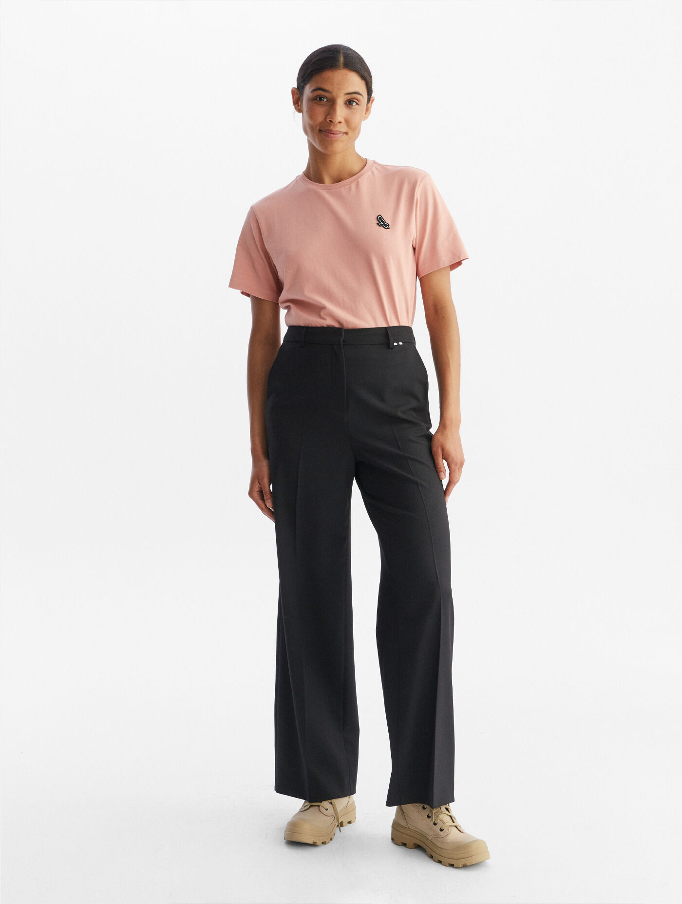 Flannel wide-leg trousers