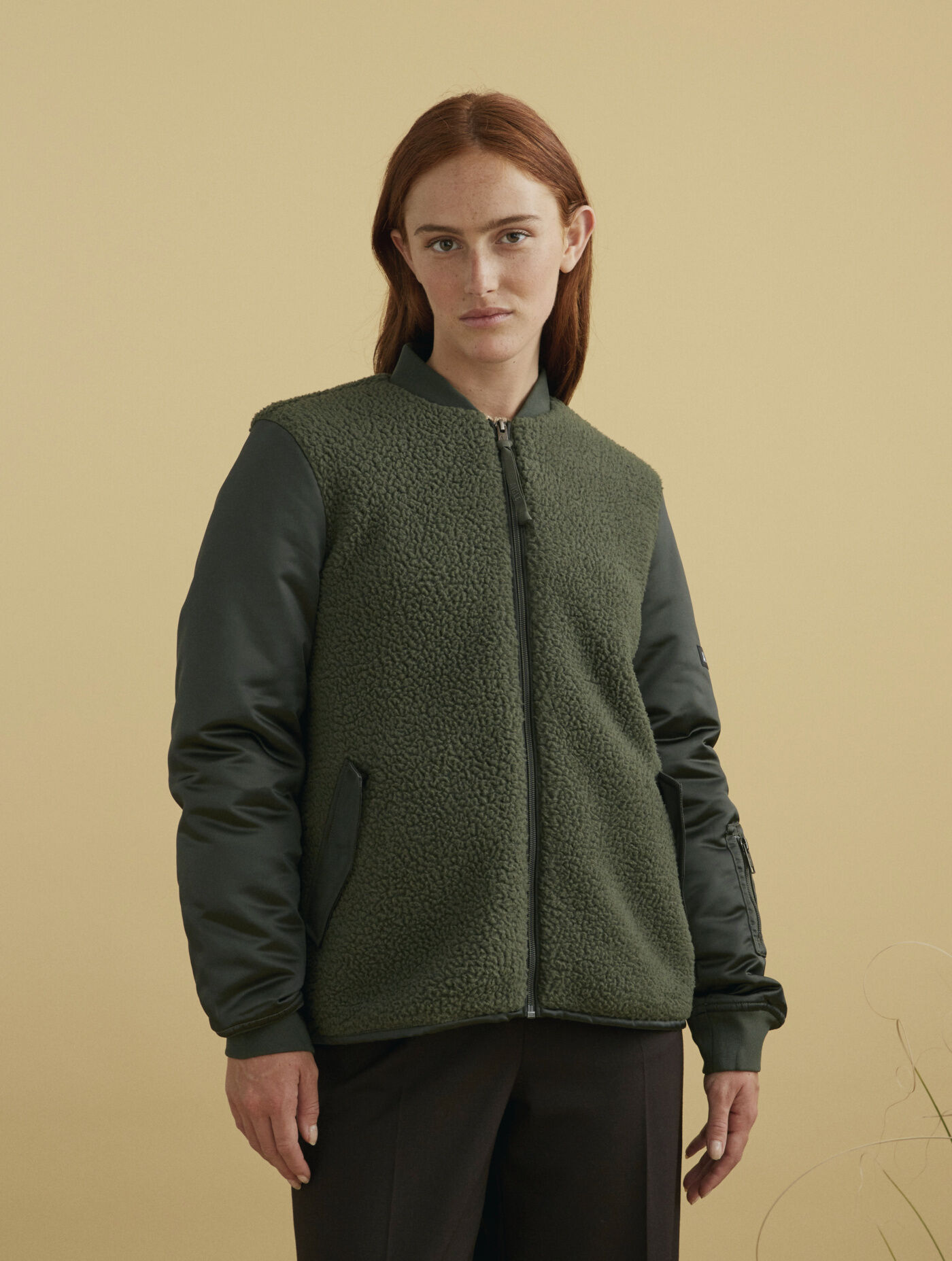 Two-material zipped Polartec&reg; fleece jacket