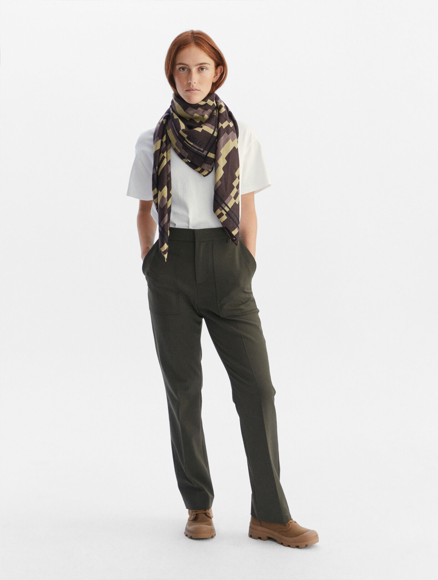 Flannel straight-leg trousers