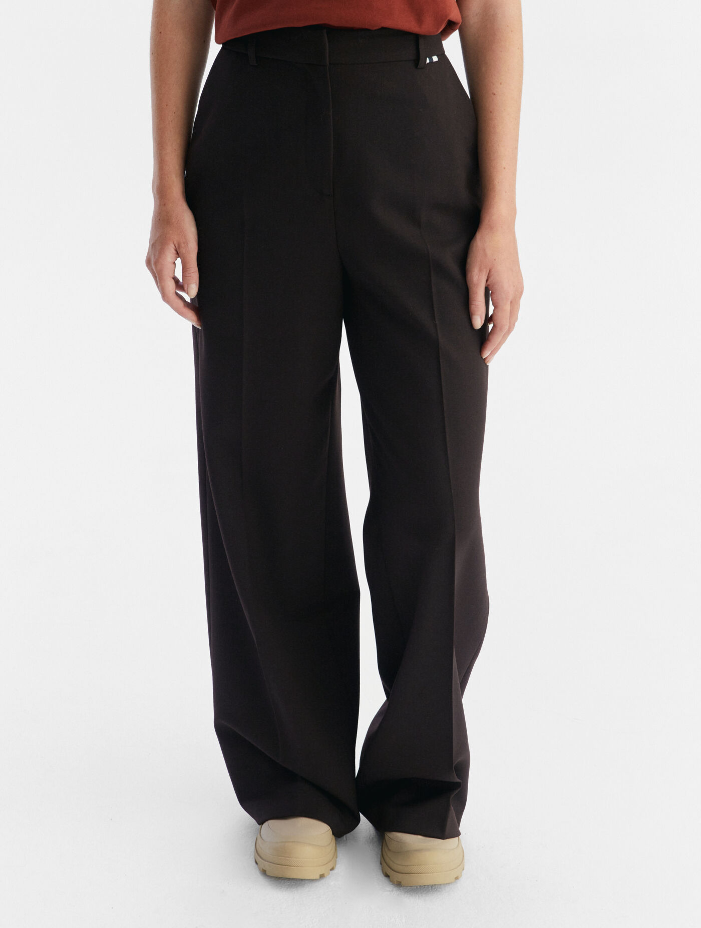 Flannel wide-leg trousers
