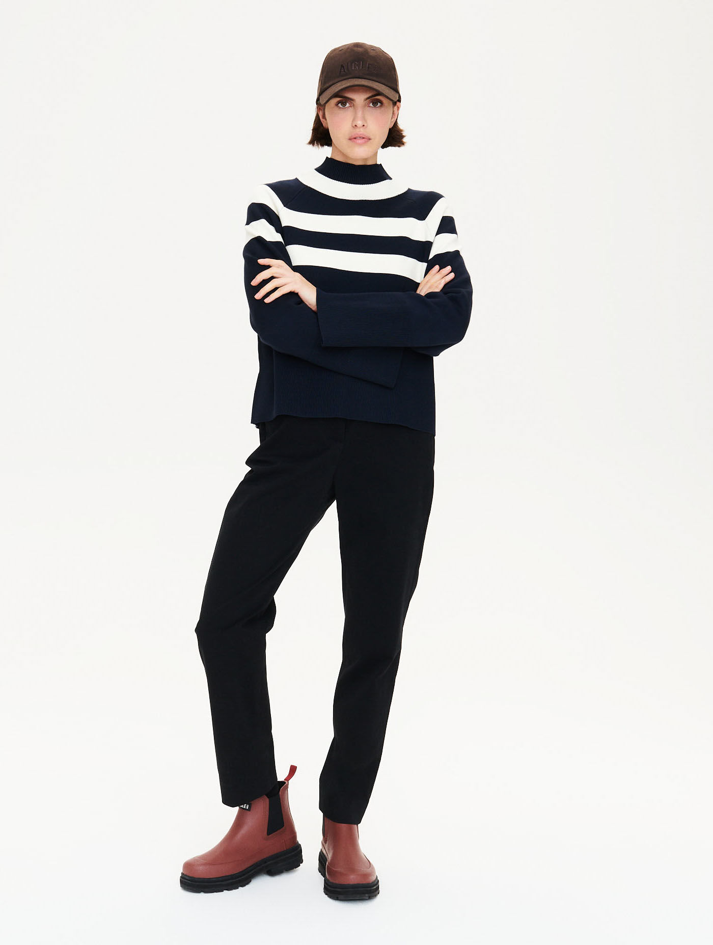 Jersey stand-up collar jumper