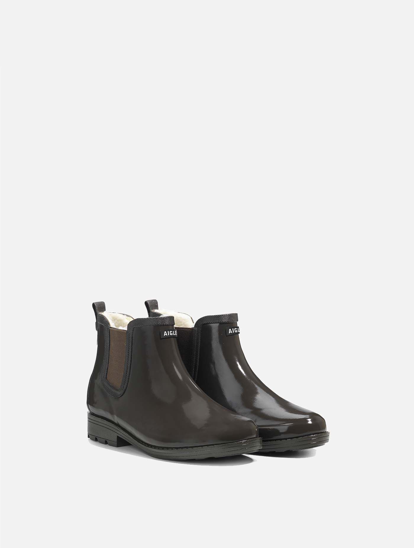 The equestrian-inspired fur-lined ankle rain boot