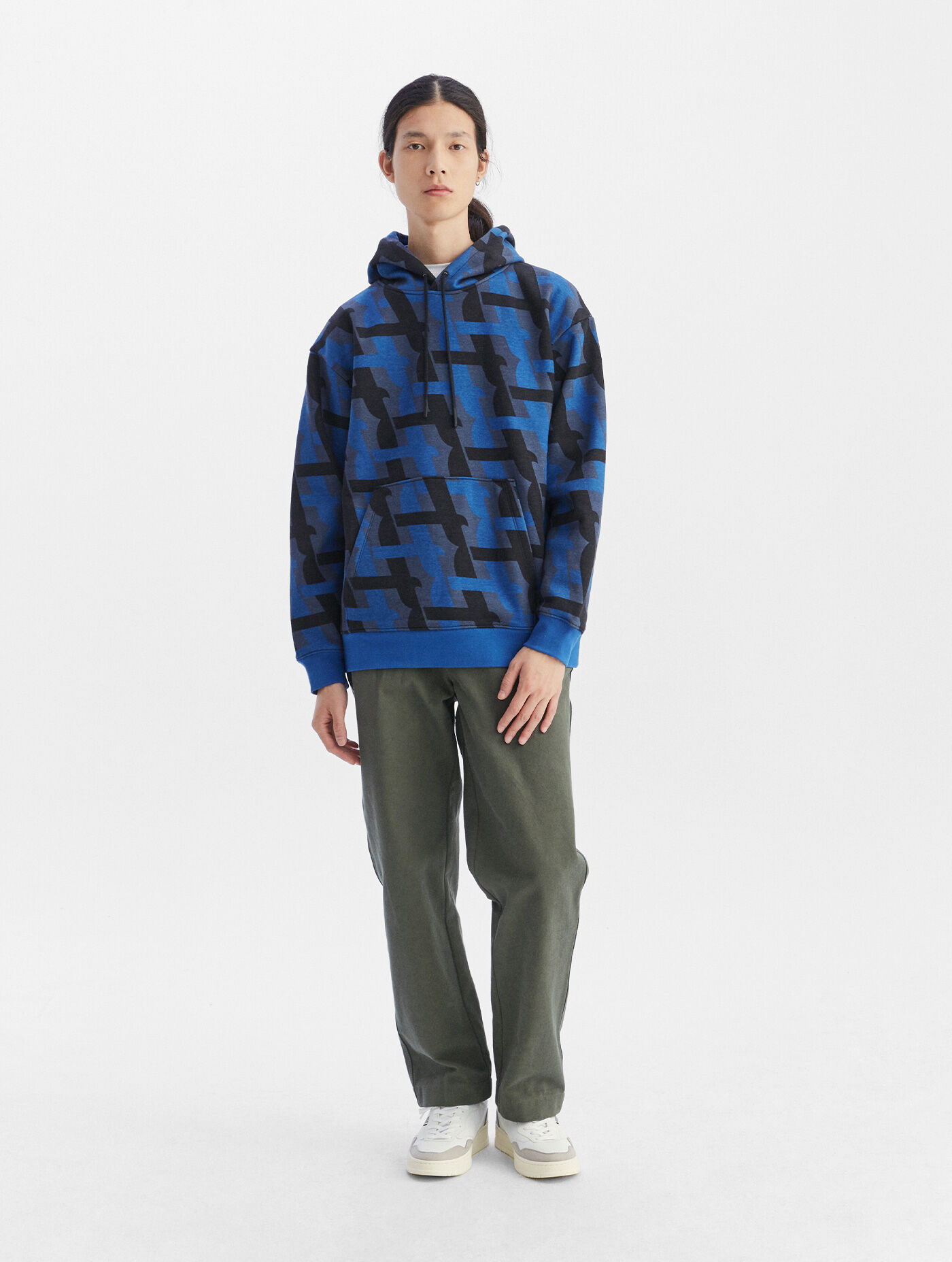 Brushed print hooded sweatshirt