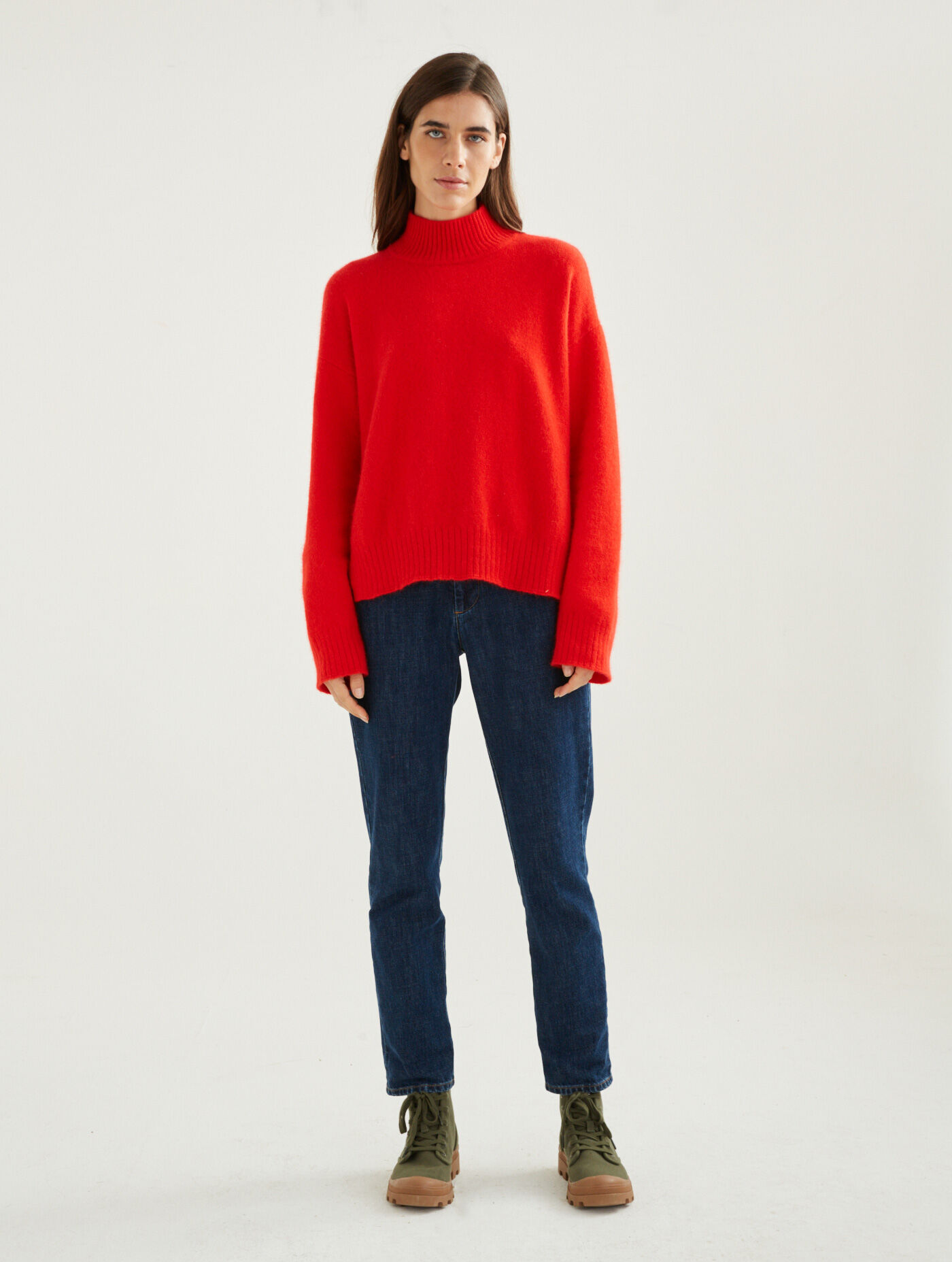 Made in France wool and angora stand-up collar sweater