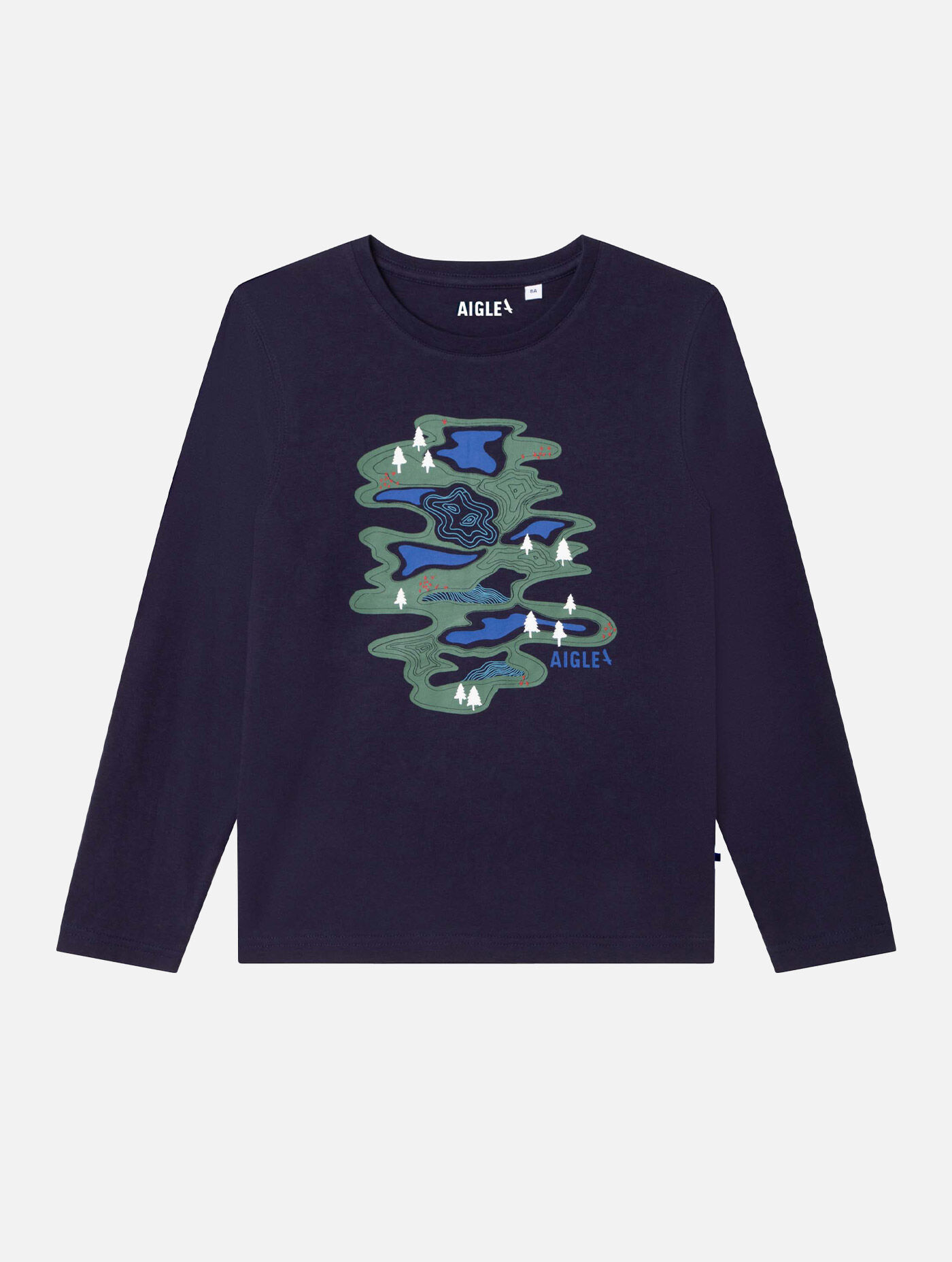 Map printed long sleeves t-shirt