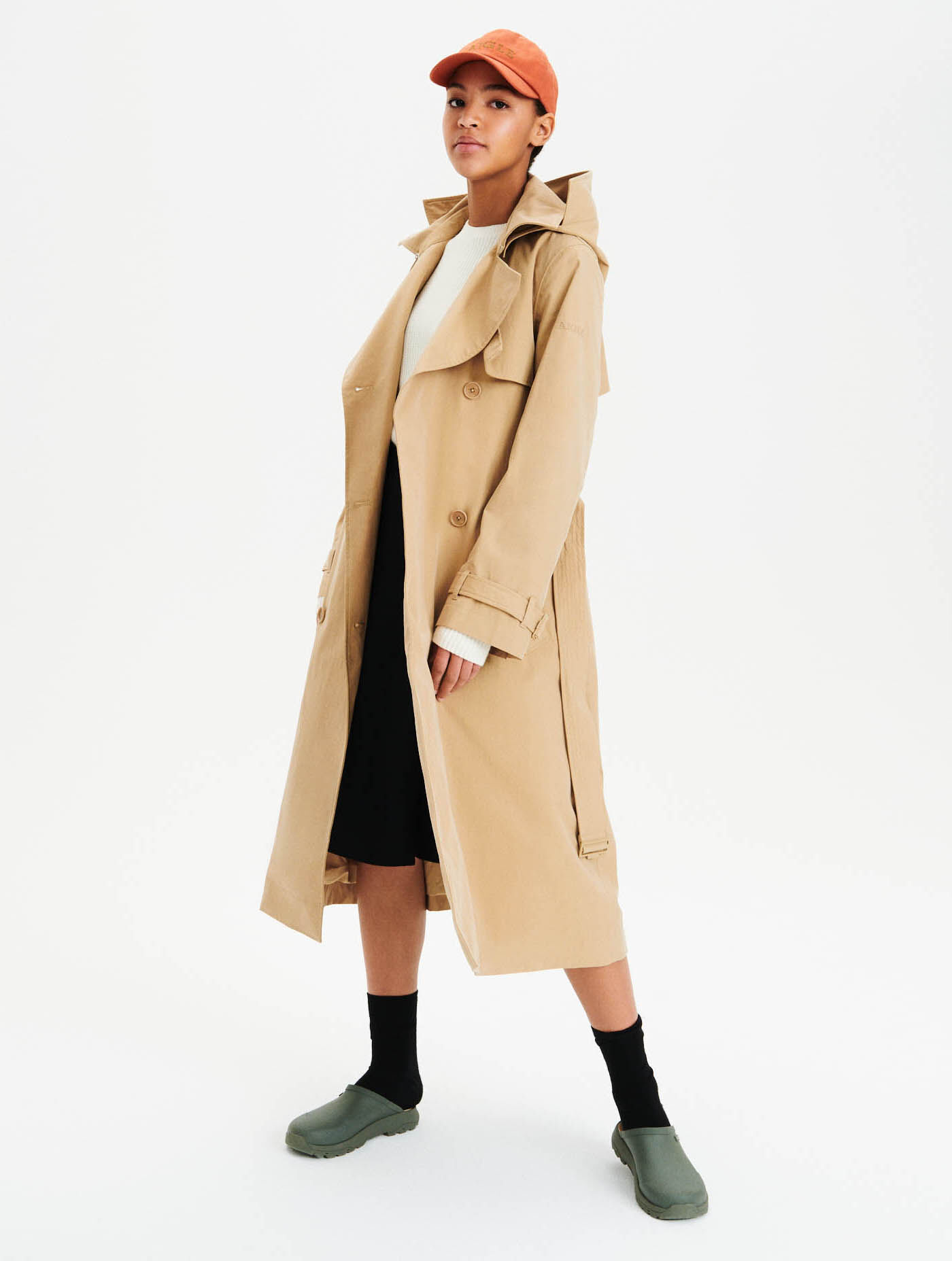 Waterproof hooded trench coat