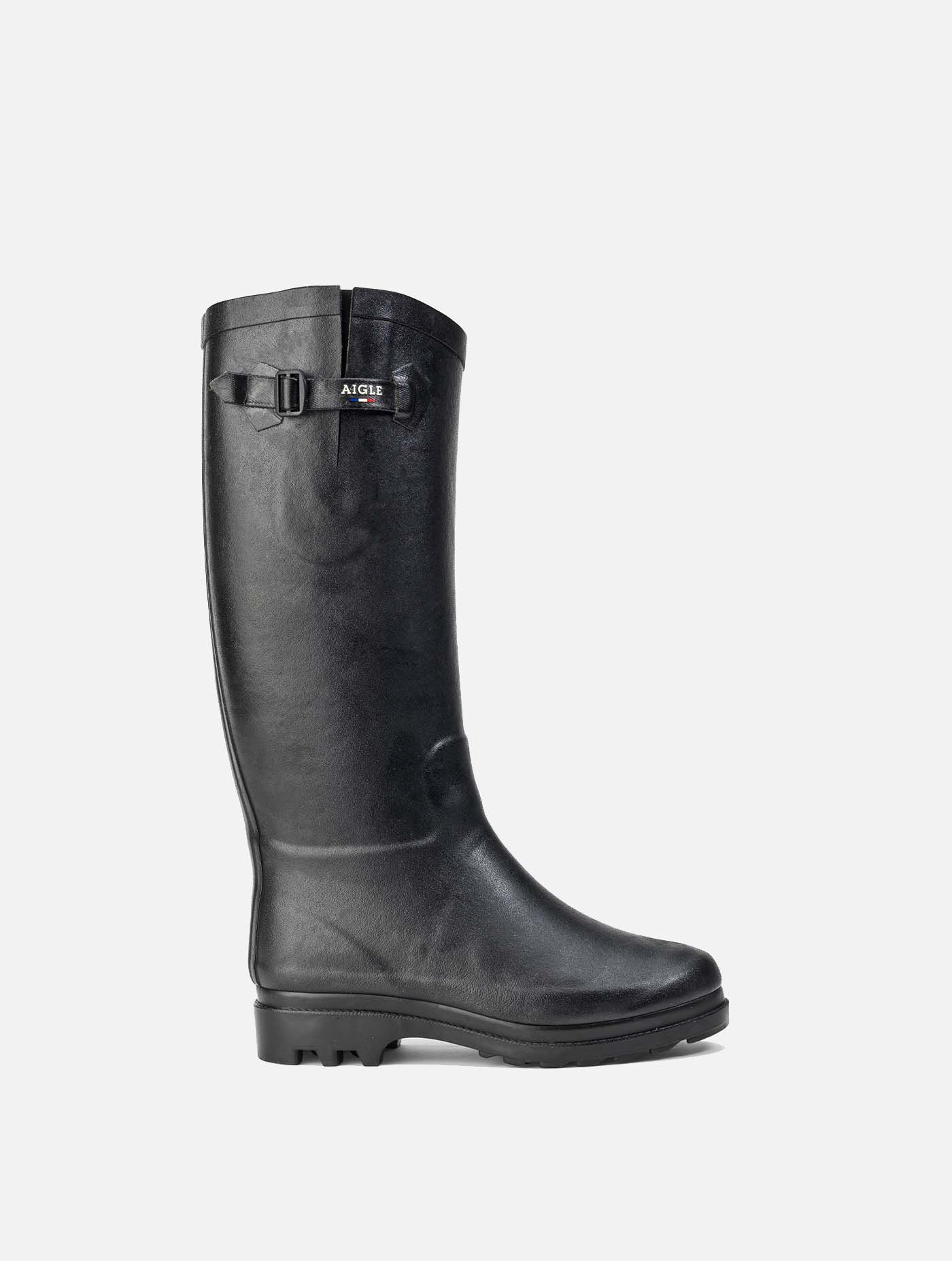Fur-lined boyfriend rain boots, Made in France