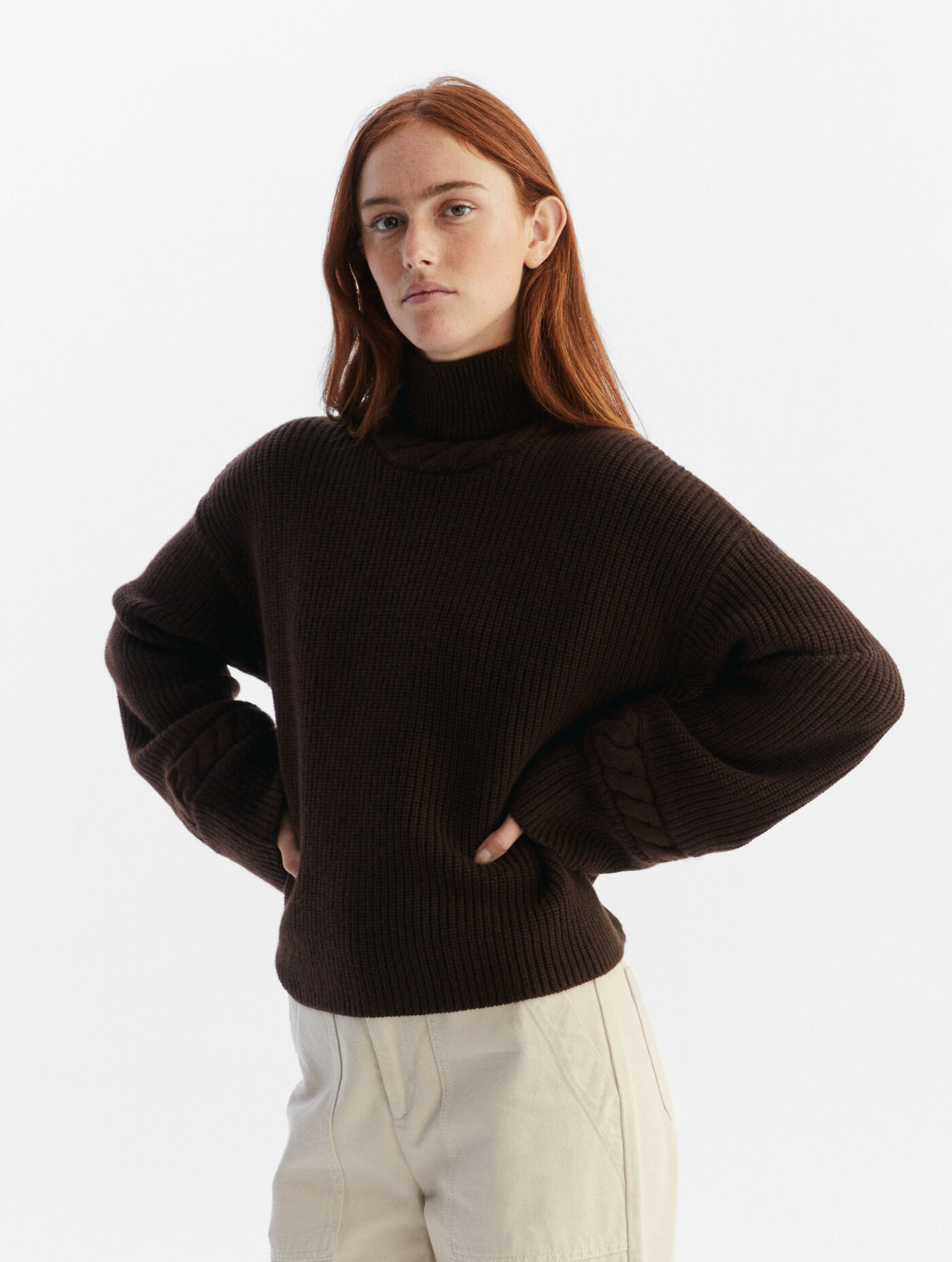 Half cardigan RIB stand-up collar jumper