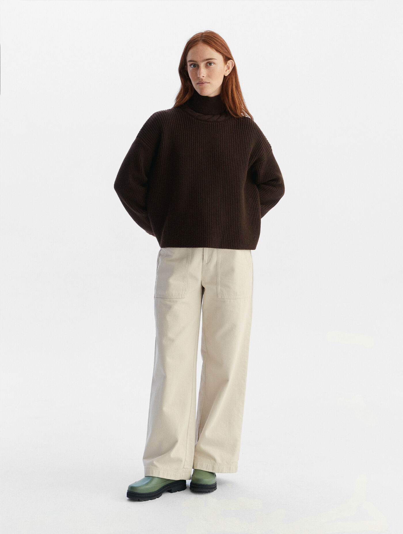 Half cardigan RIB stand-up collar jumper