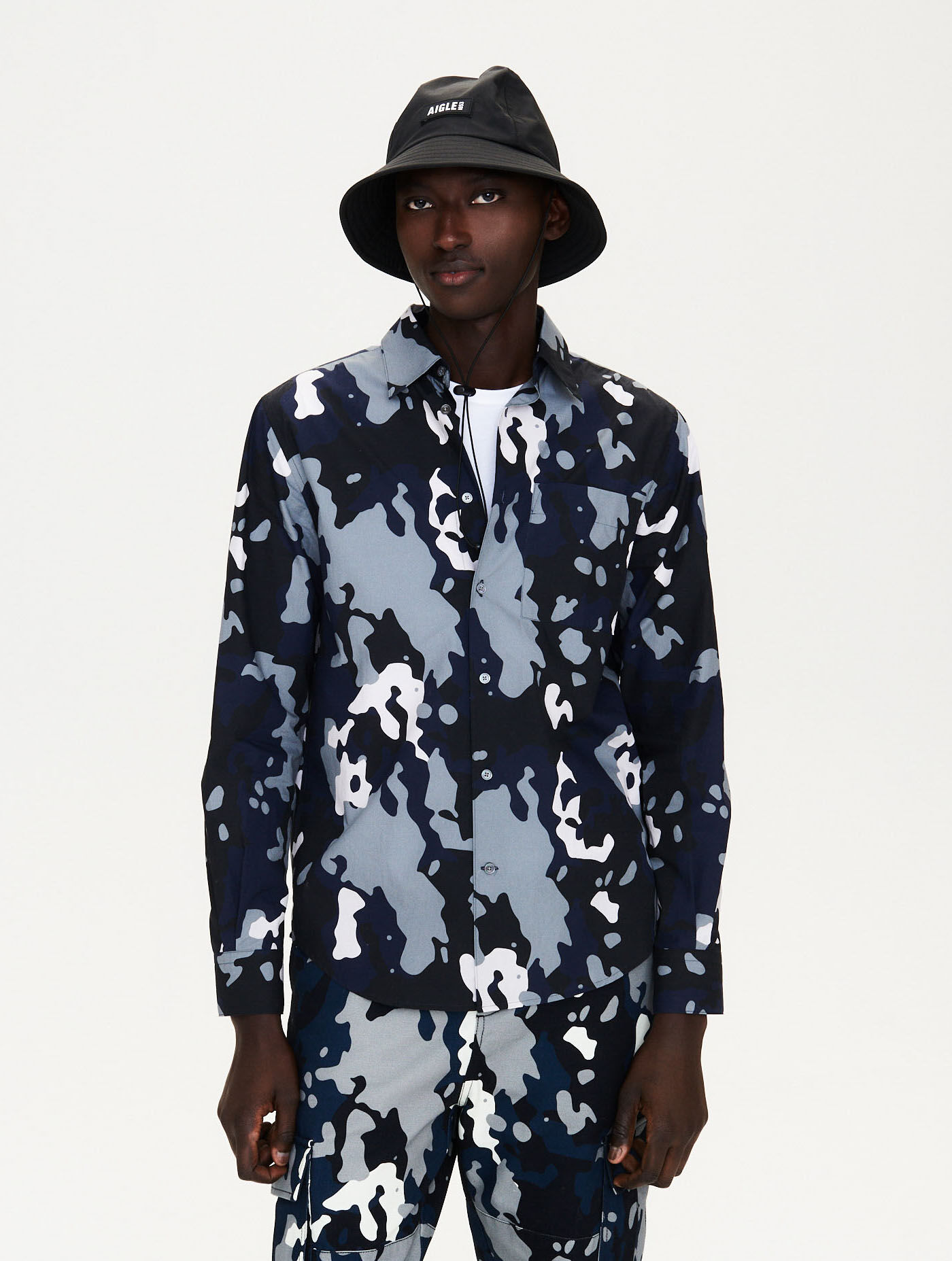 Poplin print long sleeve shirt