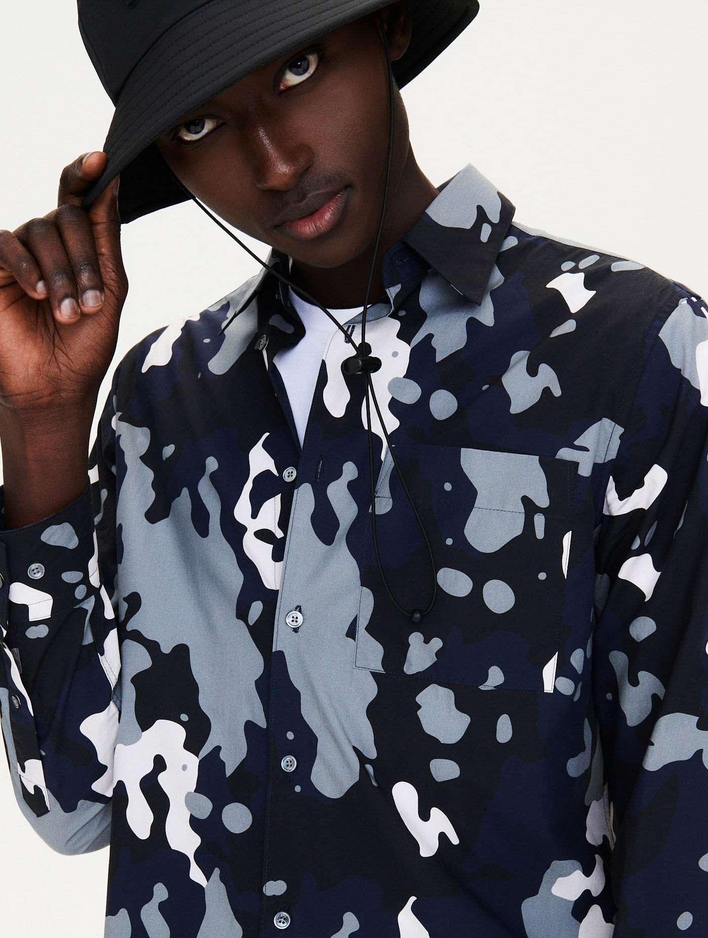 Poplin print long sleeve shirt