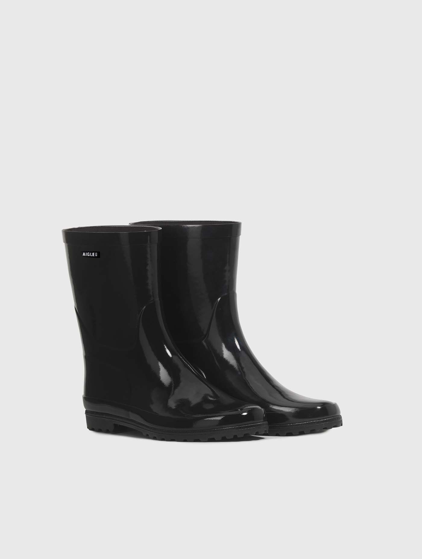 Patent ankle rain boots