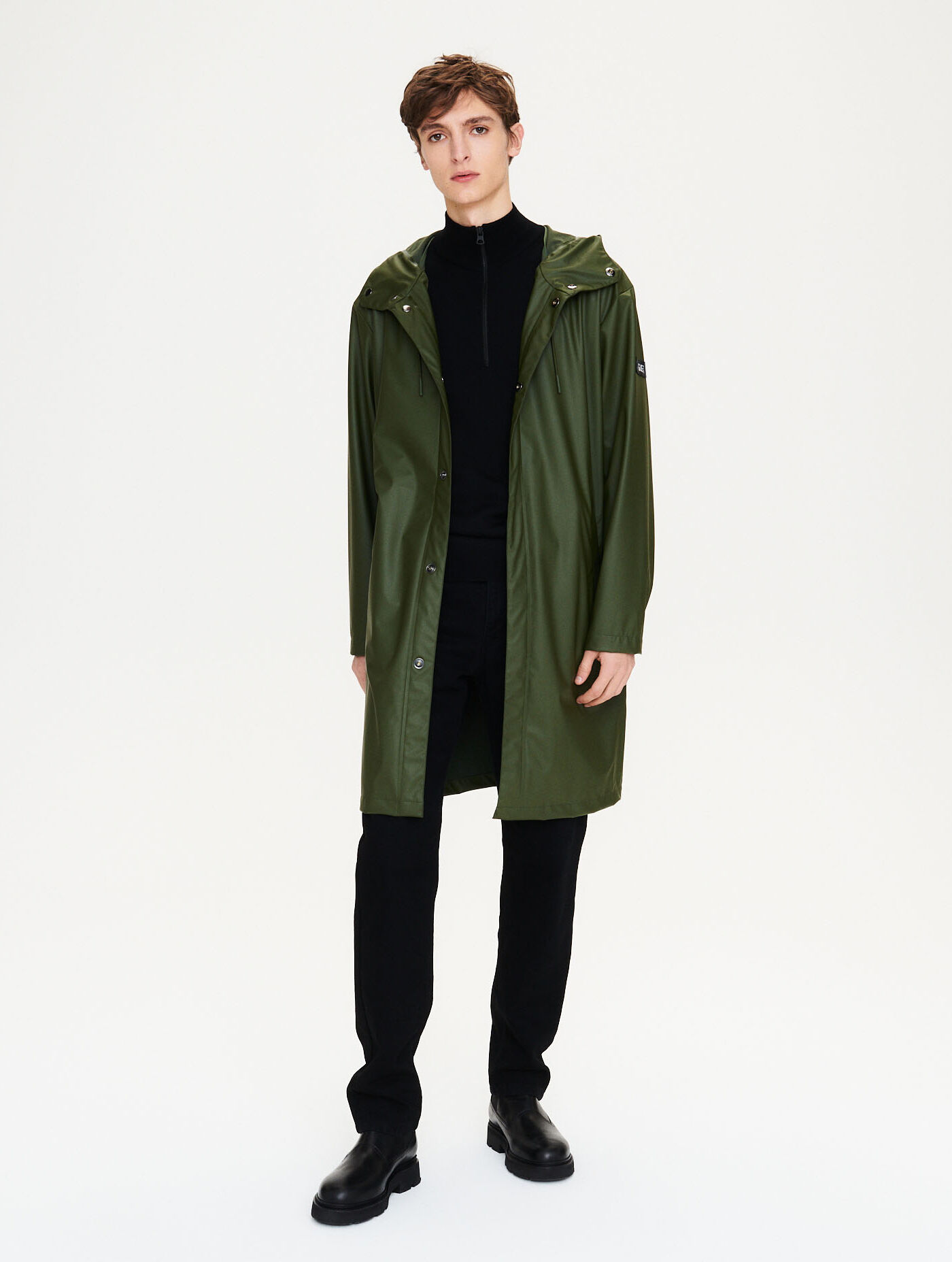 Long hooded waterproof parka