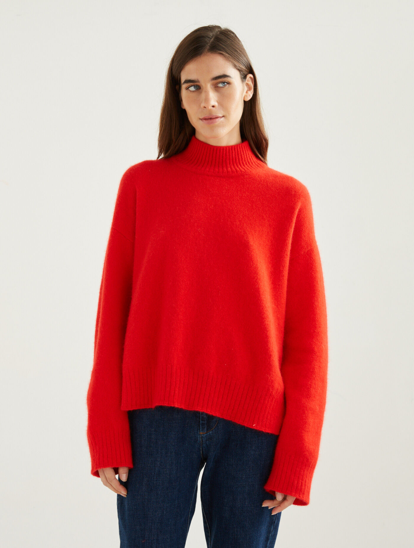 Made in France wool and angora stand-up collar sweater