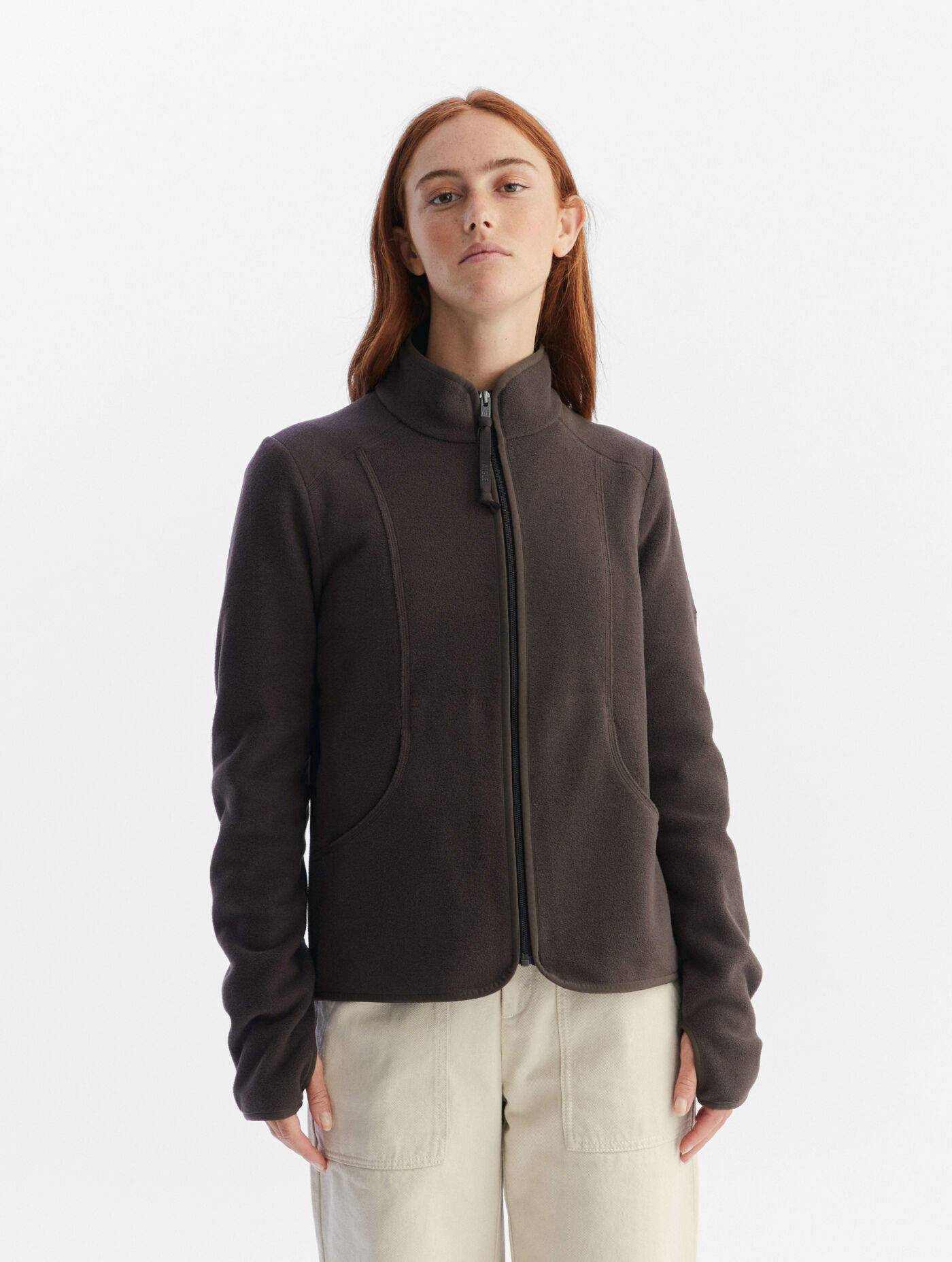Stand-up collar fleece with zip