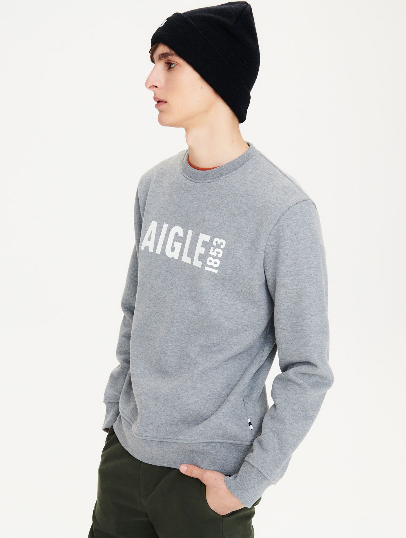 Brushed printed crew neck sweatshirt