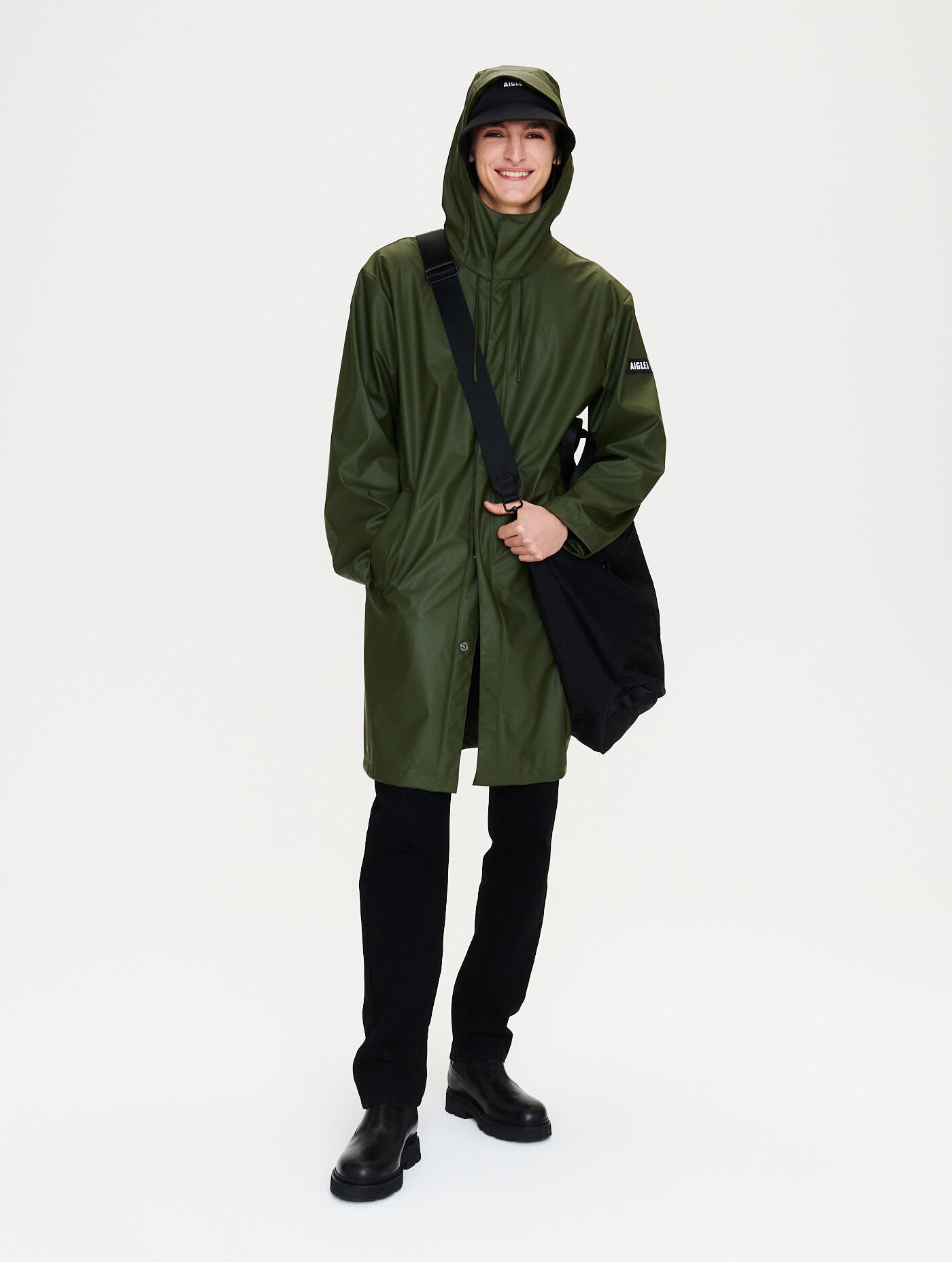 Long hooded waterproof parka