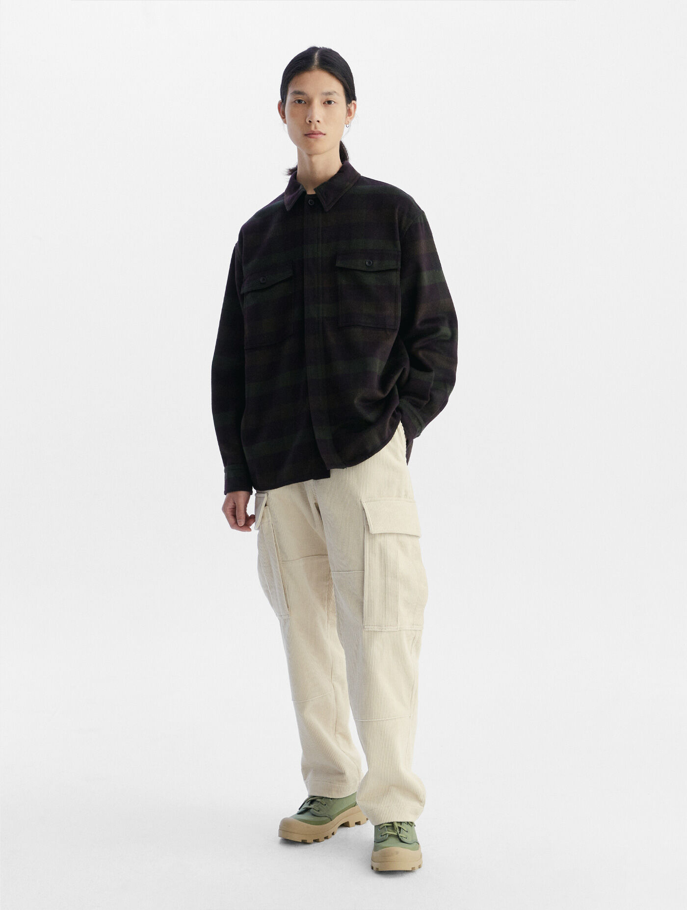 Oversize check long sleeve shirt